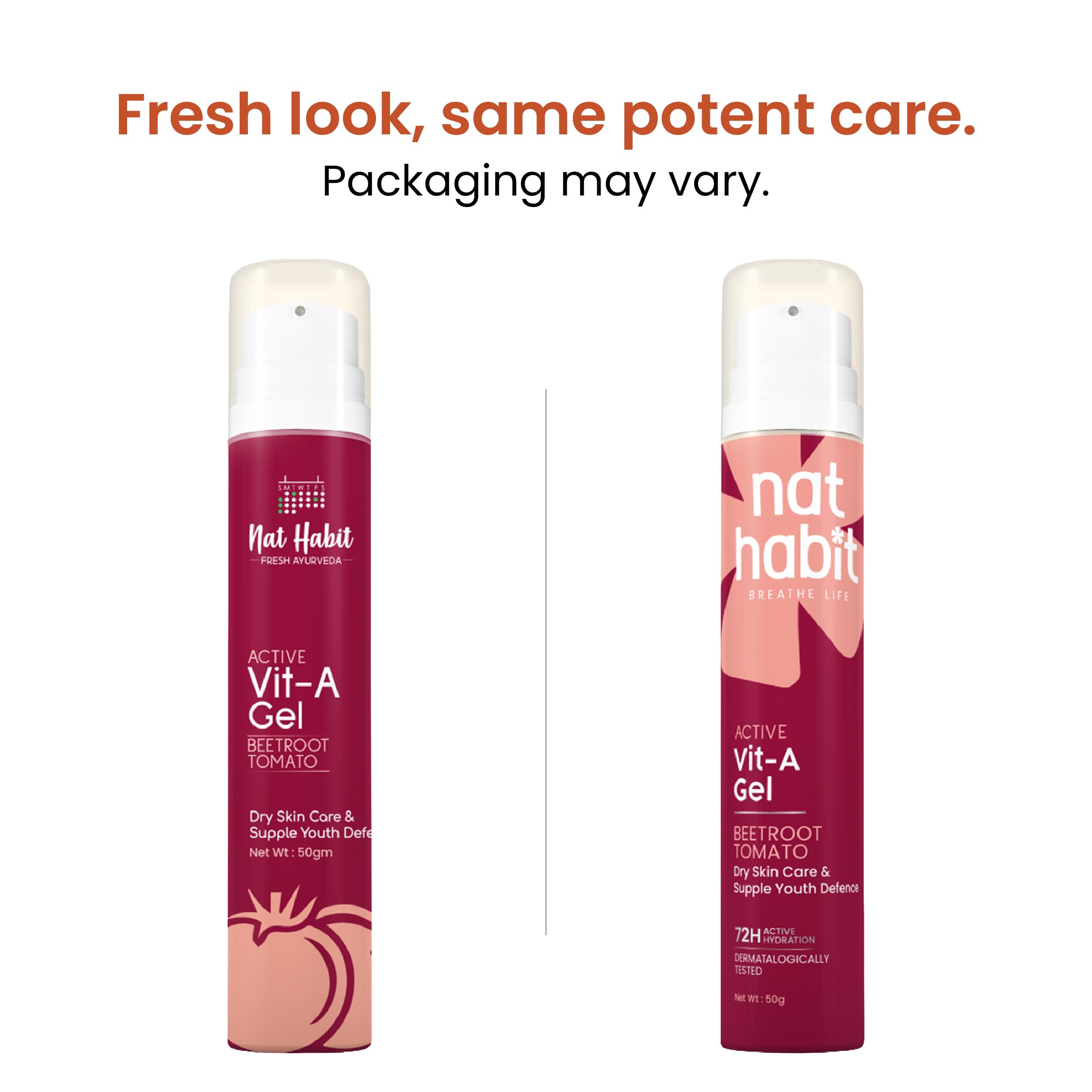 Nat Habit Active Face Gel, Beetroot Tomato Vit-A For Dry Skin Care & Supple Youth Defence With Cooling, Soothing, SunBurn Healing & UV Protection, 50gm – view 2