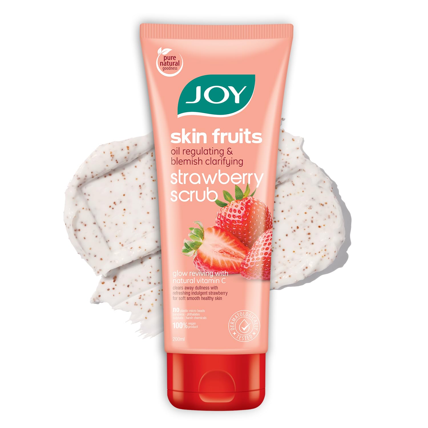 JOY strawberry exfoliating scrub tube for oily and blemish-prone skin