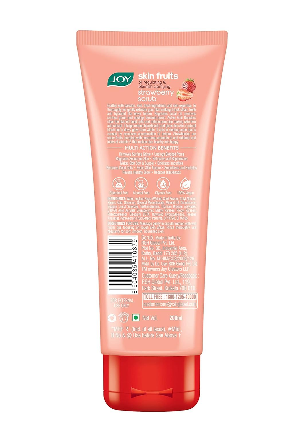 Joy Strawberry Face & Body Scrub for Blackhead Removal & Oil Control - 200gm – view 7