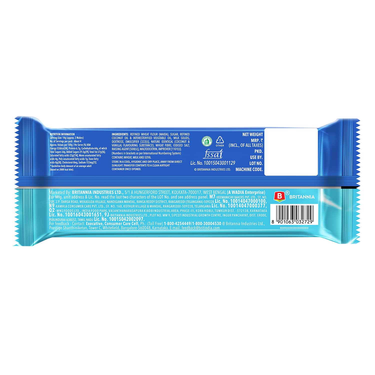 Britannia Treat Crème Wafers Coconut, 55g or 60g, Cream – view 2