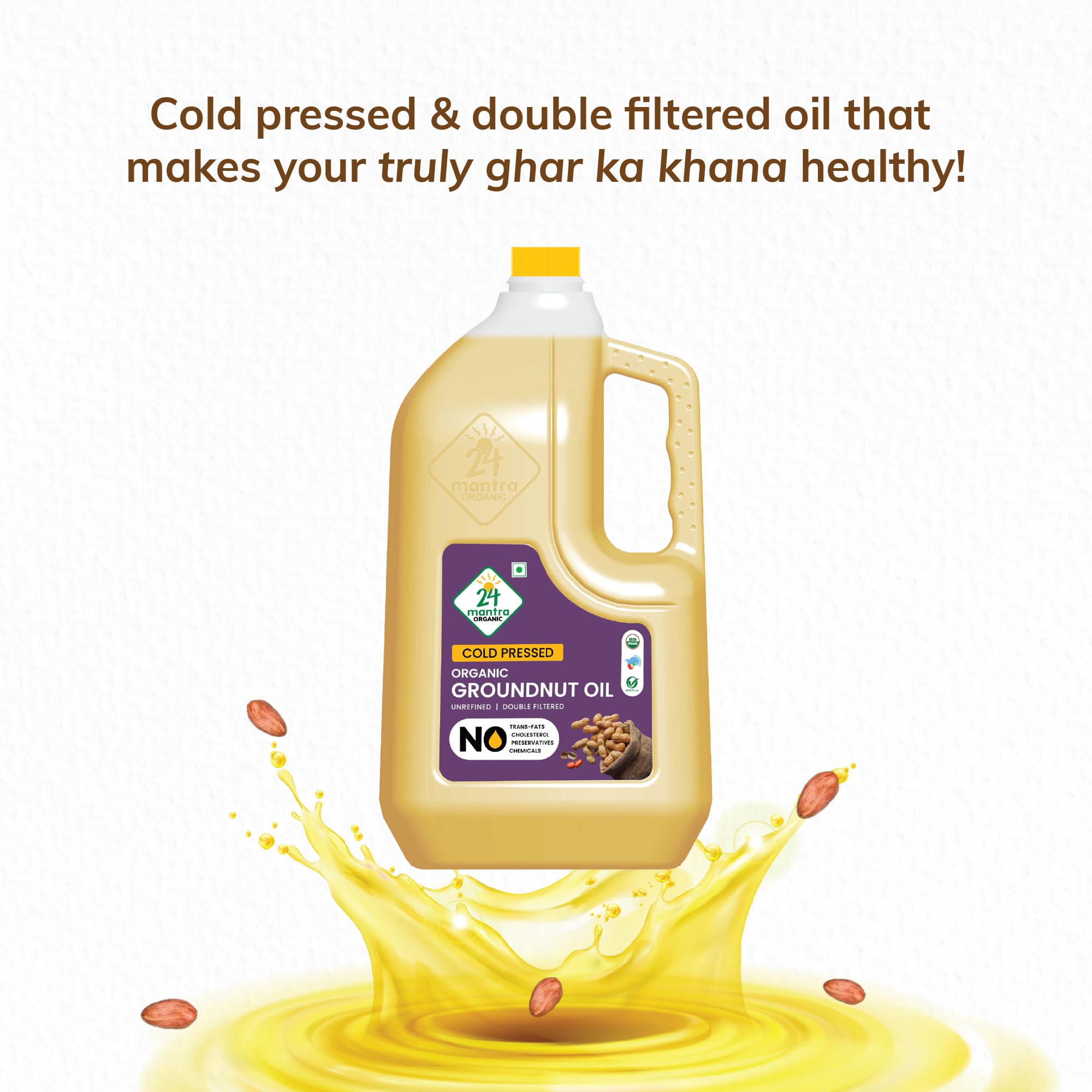 24 Mantra Cold Pressed Groundnut Oil, 5 Litres - 100% Organic, Pure & Chemical-Free – view 2