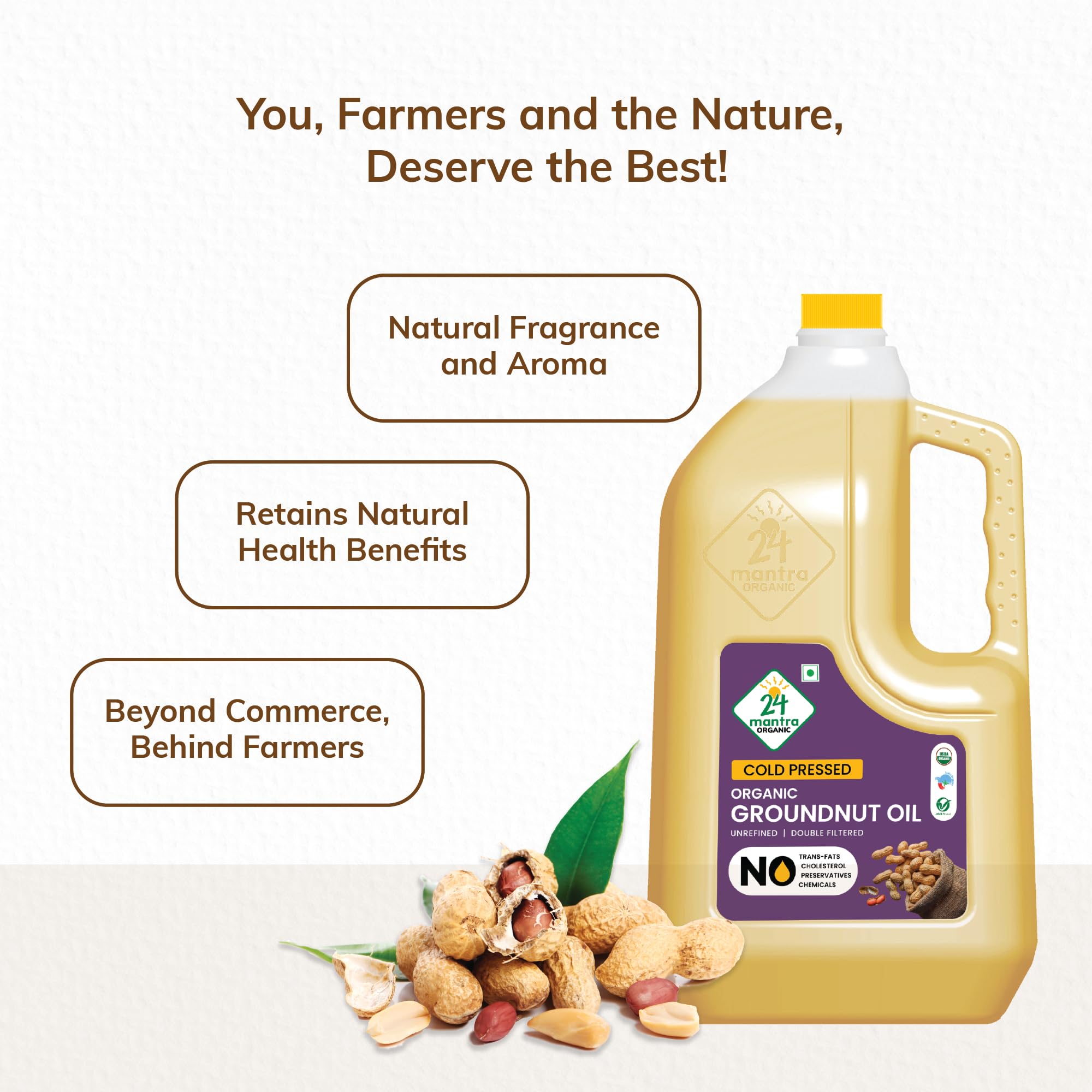 24 Mantra Cold Pressed Groundnut Oil, 5 Litres - 100% Organic, Pure & Chemical-Free – view 4