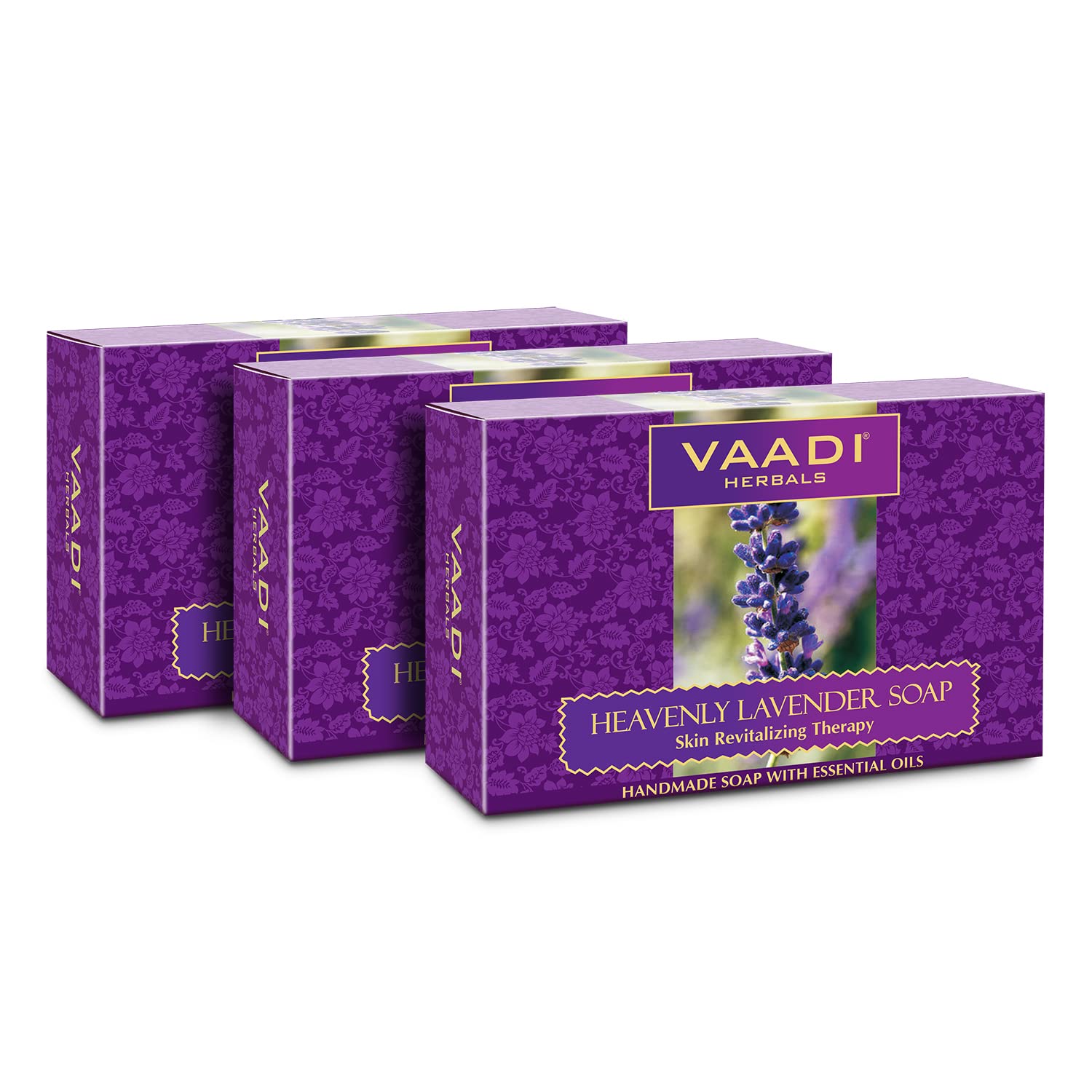 Vaadi Herbals Value Pack of 3 Heavenly Lavender Soap with Rosemary Extract, 3 x 75g – view 2