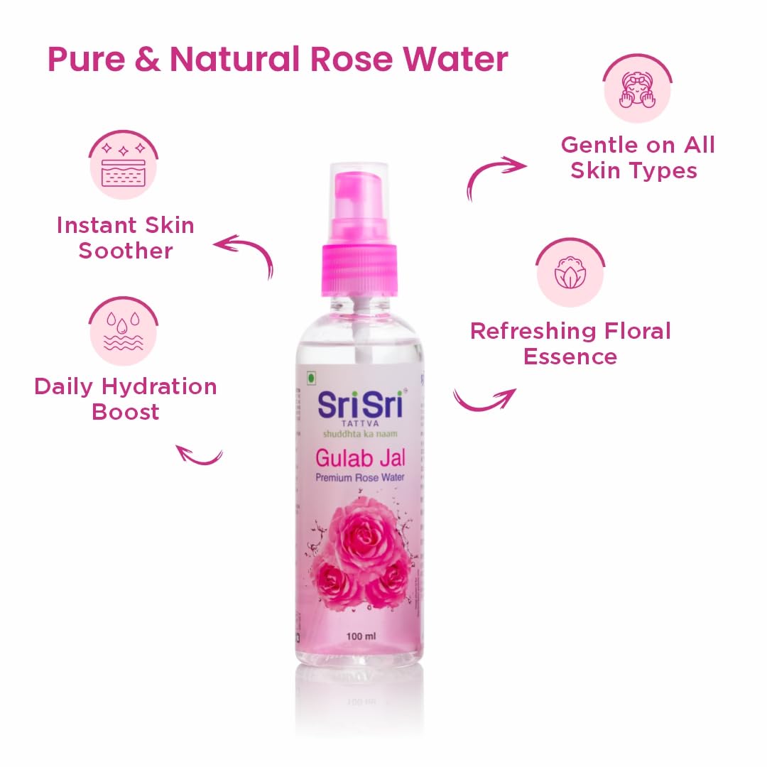 Sri Sri TATTVA shuddhta ka naam Gulab Jal Spray, 100ml (Pack of 4) - Pure Rose Water Mist for Hydrated, Glowing Skin - Premium Toner & Cleanser for Soft, Smooth Skin – view 2