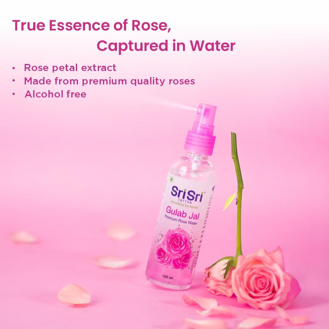 Sri Sri TATTVA shuddhta ka naam Gulab Jal Spray, 100ml (Pack of 4) - Pure Rose Water Mist for Hydrated, Glowing Skin - Premium Toner & Cleanser for Soft, Smooth Skin – view 3