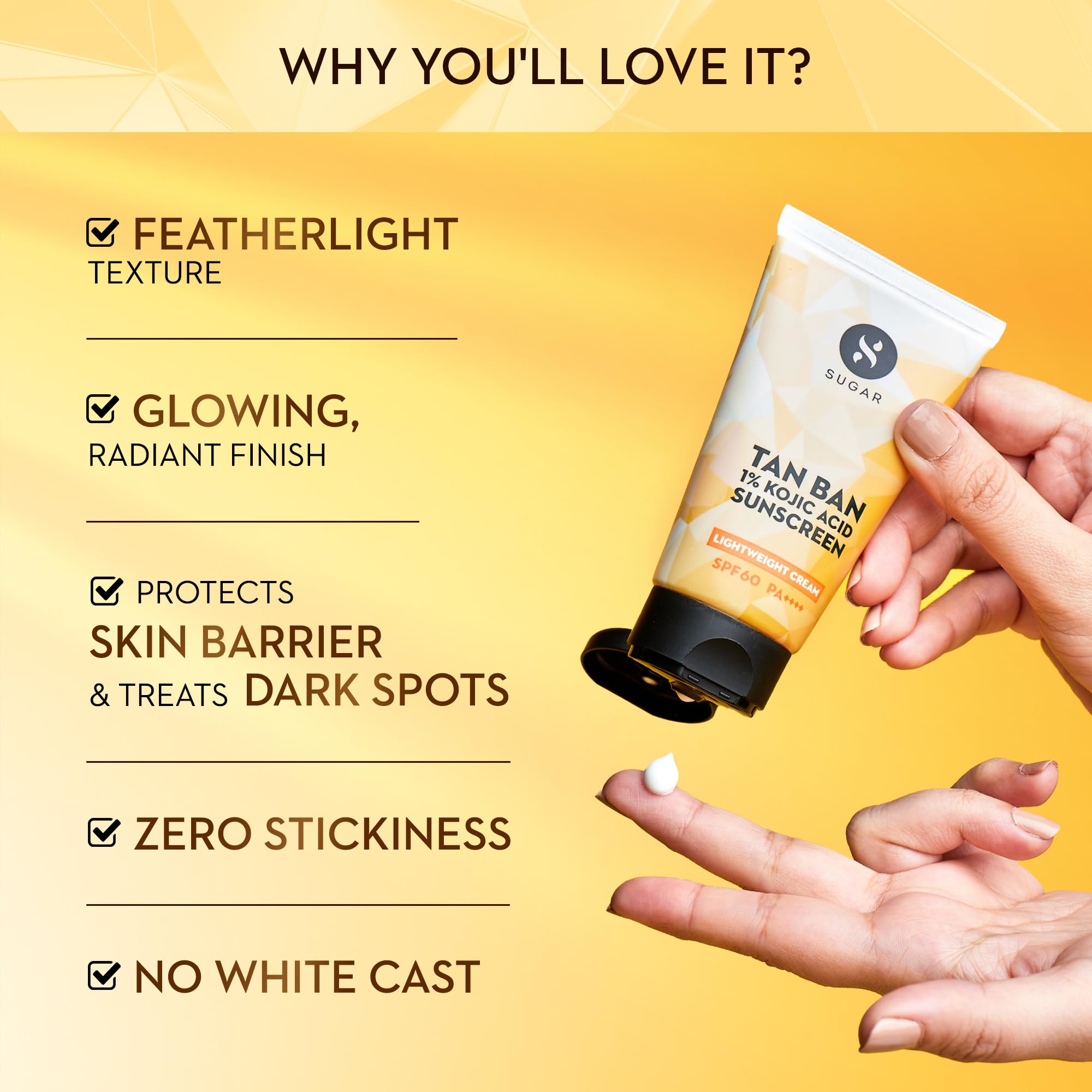 SUGAR Cosmetics Tan Ban 1% Kojic Acid Sunscreen SPF60 ++++ – view 3