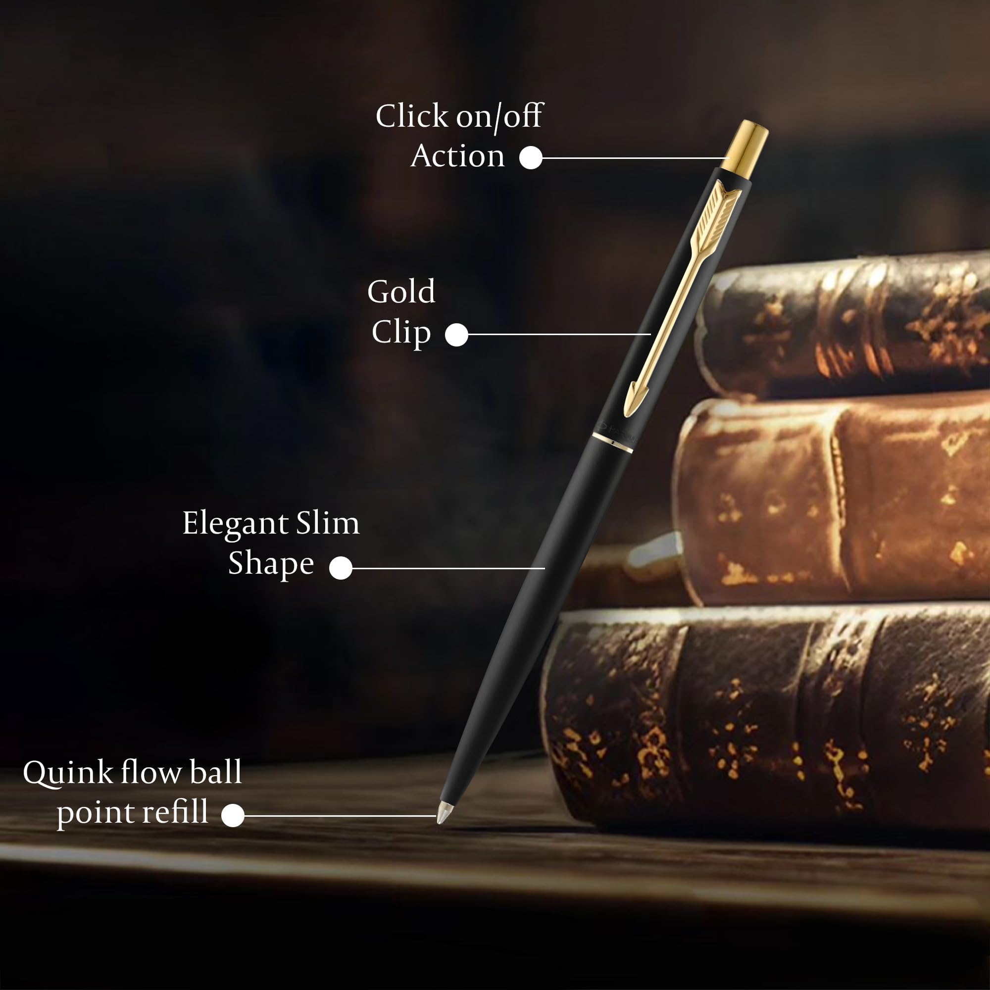 Parker Classic Matte Black Gold Trim Ball Pen – view 5