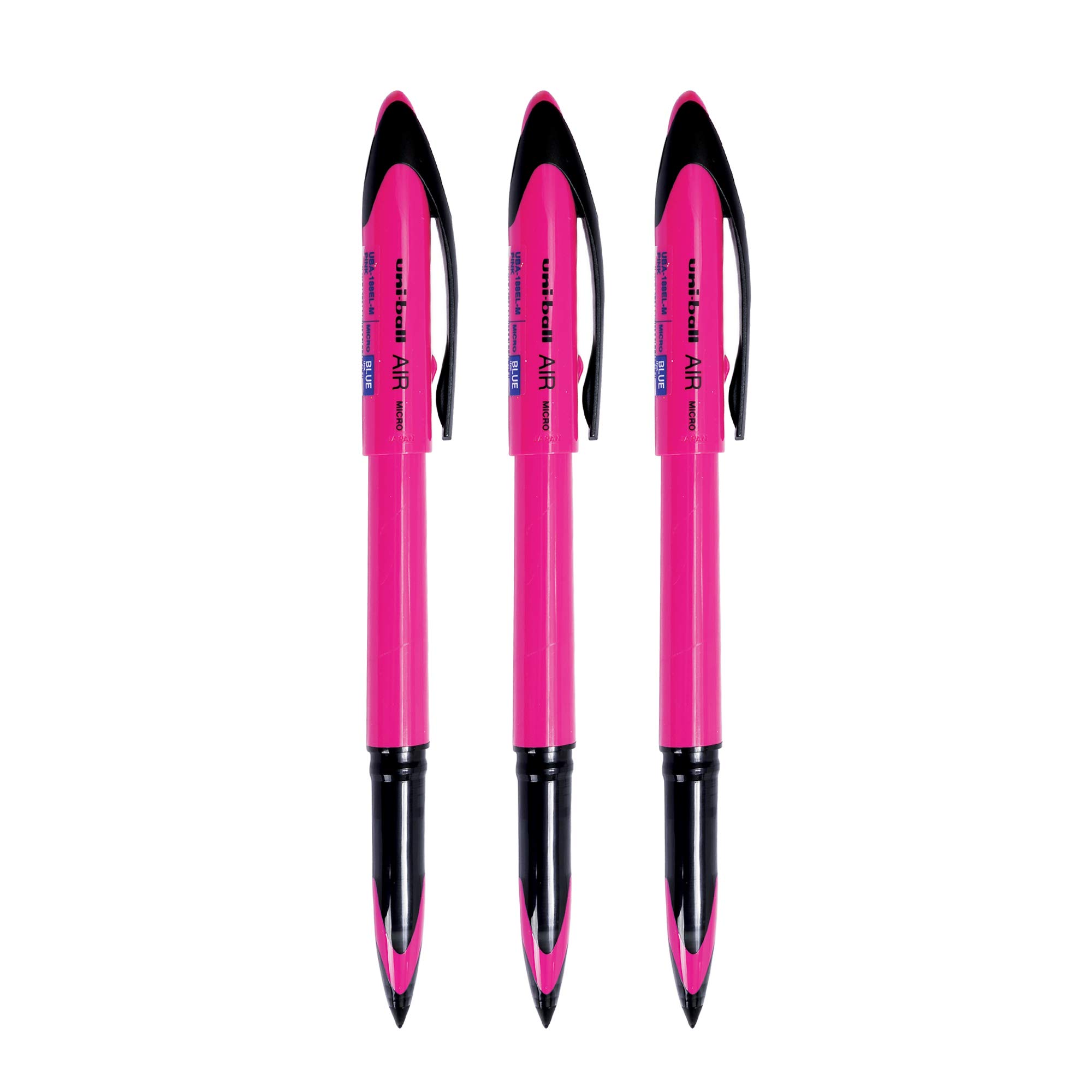 Pink uni-ball Air Micro roller ball pens with blue ink