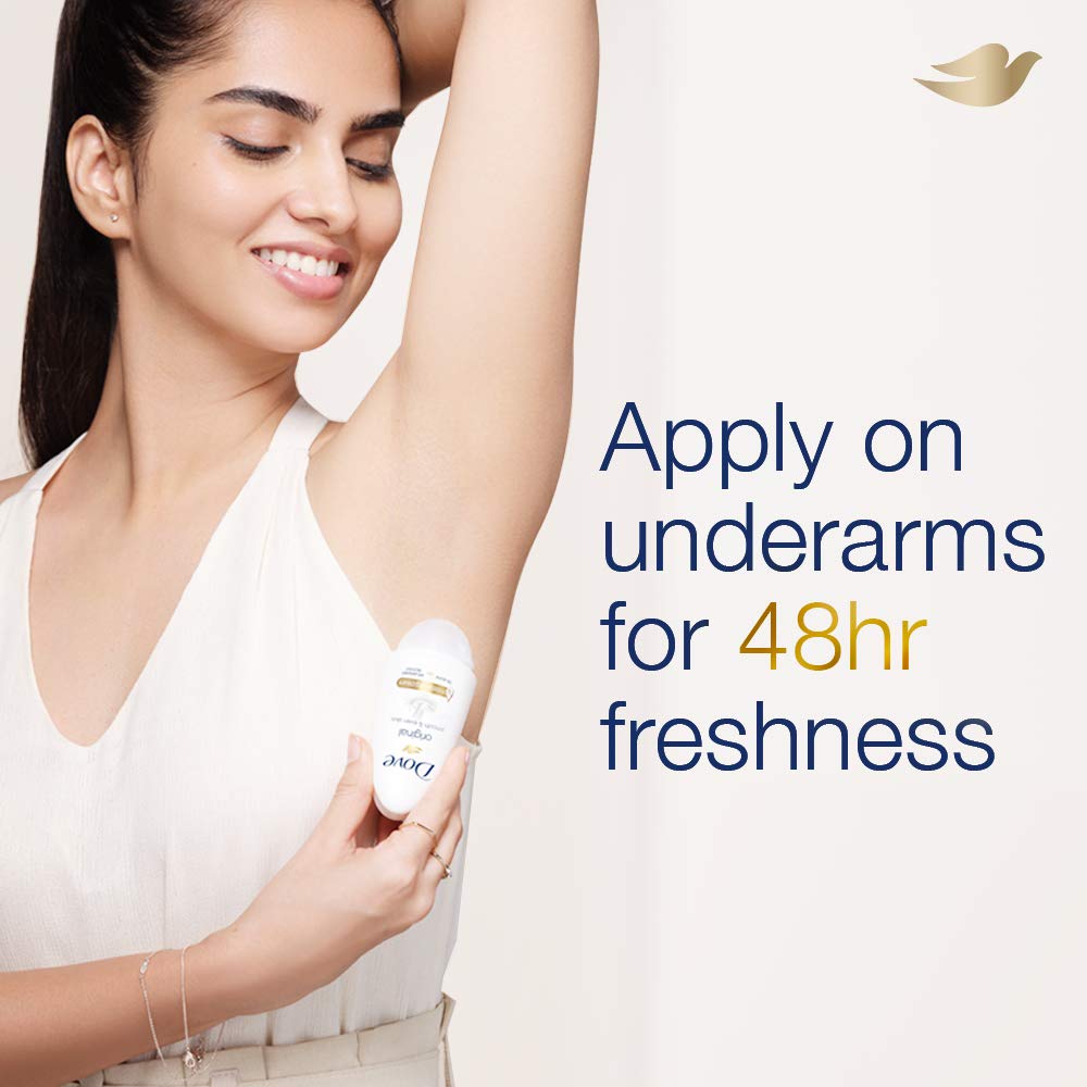 Dove Original Deodorant Roll On For Women, Antiperspirant Underarm Roll On Removes Odour, Keeps Skin Fresh & Clean, Alcohol Free, Paraben Free, 50 ml – view 7
