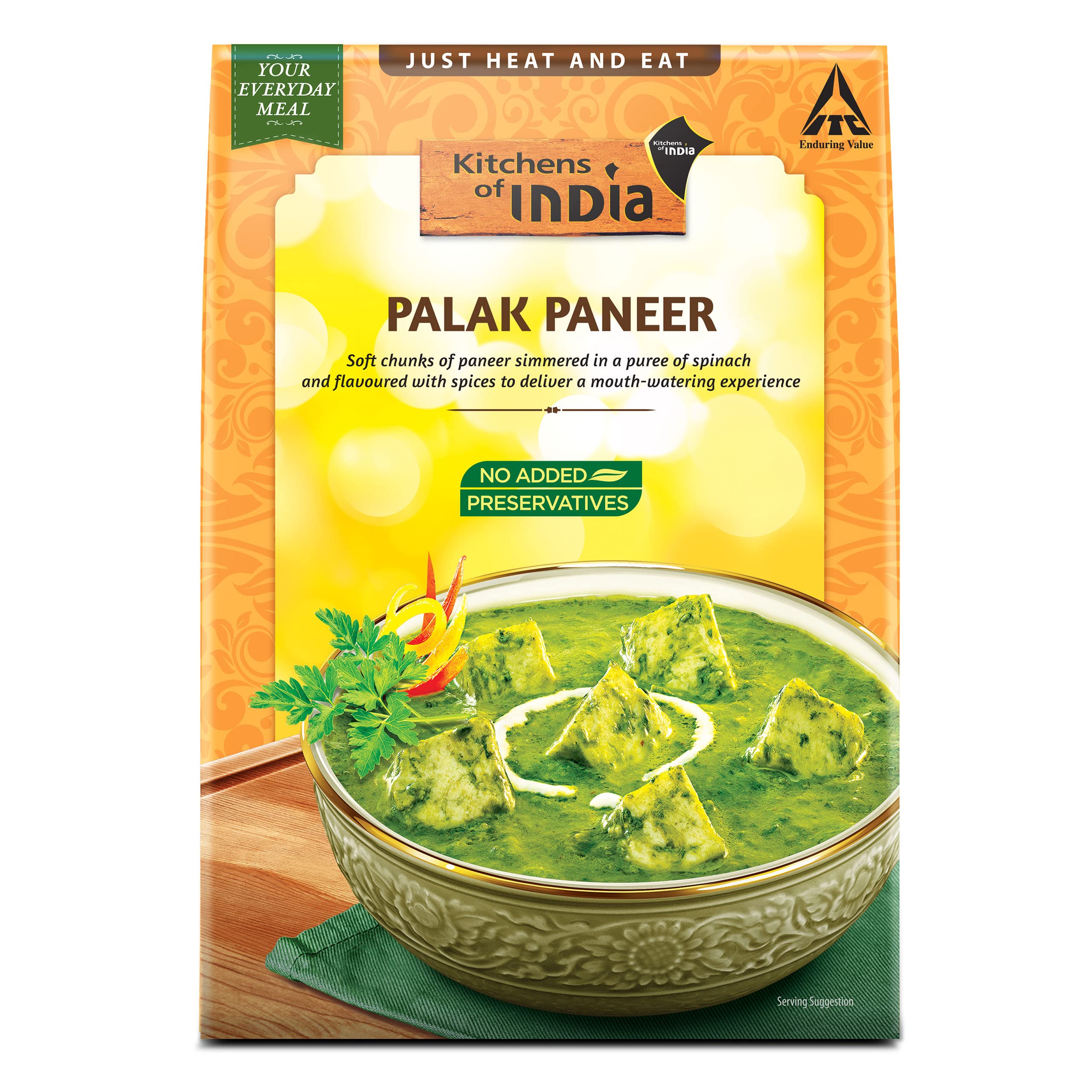 Pack of Kitchens of India Palak Paneer microwavable ready meal
