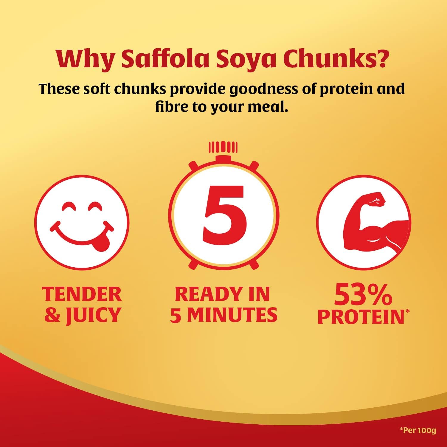 Saffola Soya Chunks, Tender & Juicy, 53% Protein, 1kg – view 3