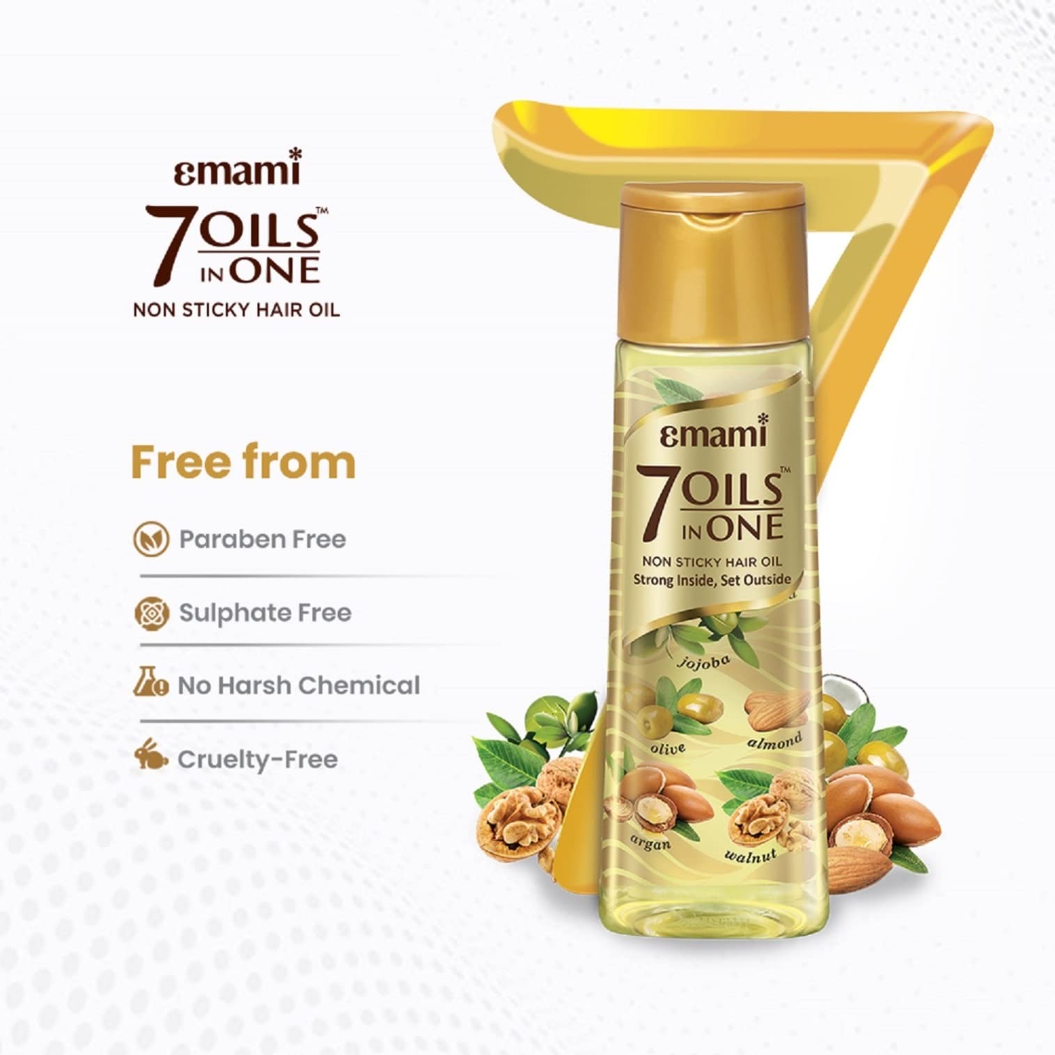 Emami 7 Oils In One Non Sticky & Non Greasy Hair Oil, 20 Times Stronger Hair, Nourishes Scalp With Goodness of Almond Oil, Coconut Oil, Argan Oil & Amla Oil, 500ml – view 2