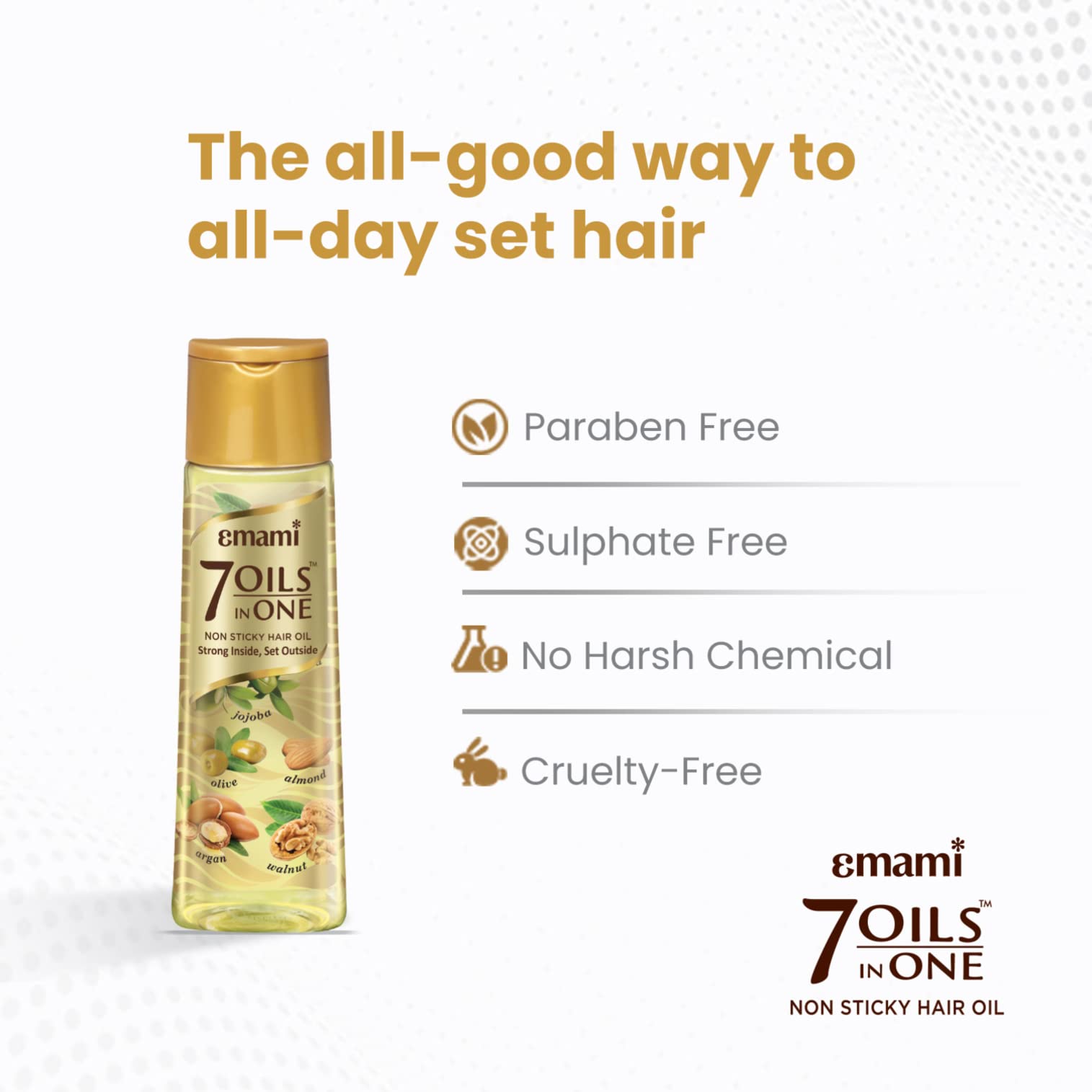 Emami 7 Oils In One Non Sticky & Non Greasy Hair Oil, 20 Times Stronger Hair, Nourishes Scalp With Goodness of Almond Oil, Coconut Oil, Argan Oil & Amla Oil, 500ml – view 7