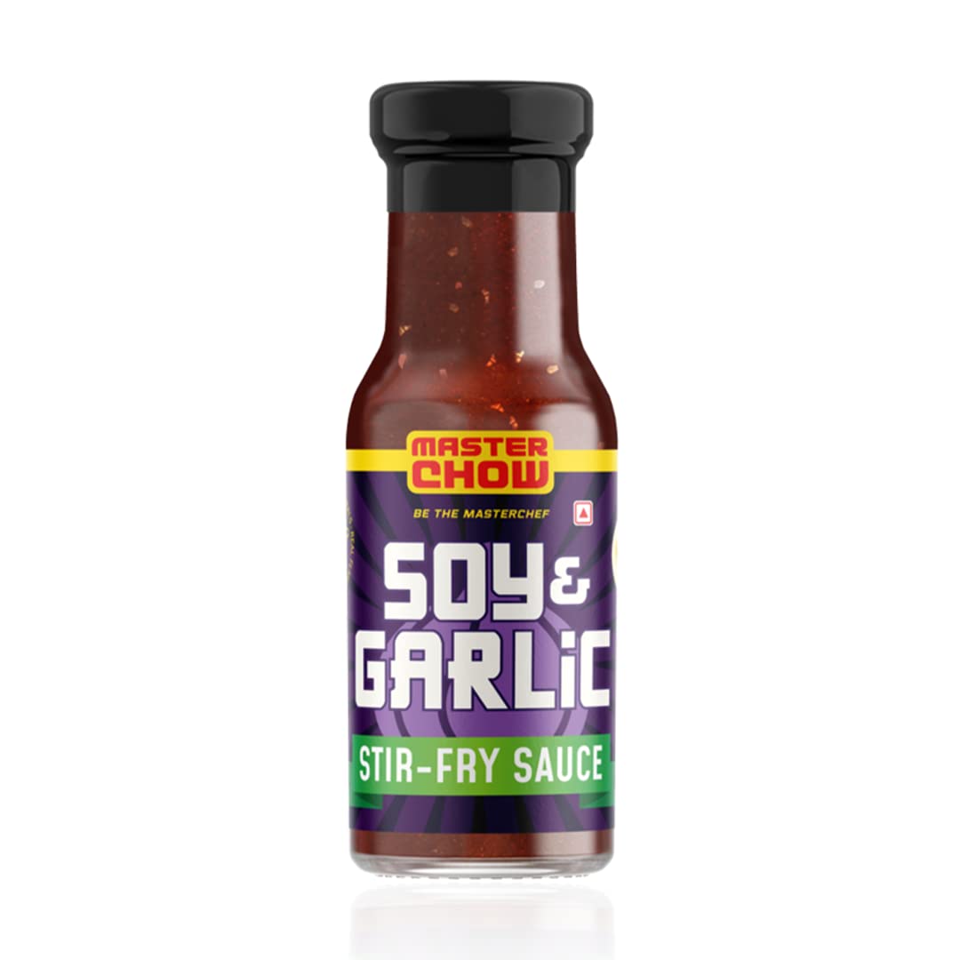 MasterChow Soy & Garlic Stir-Fry Cooking Sauce 220gms | Healthy, Low Calorie - only 40Kcal Per Serve | Non-Spicy Taste | With Real Oyster Sauce | Serves 4-5 Meals