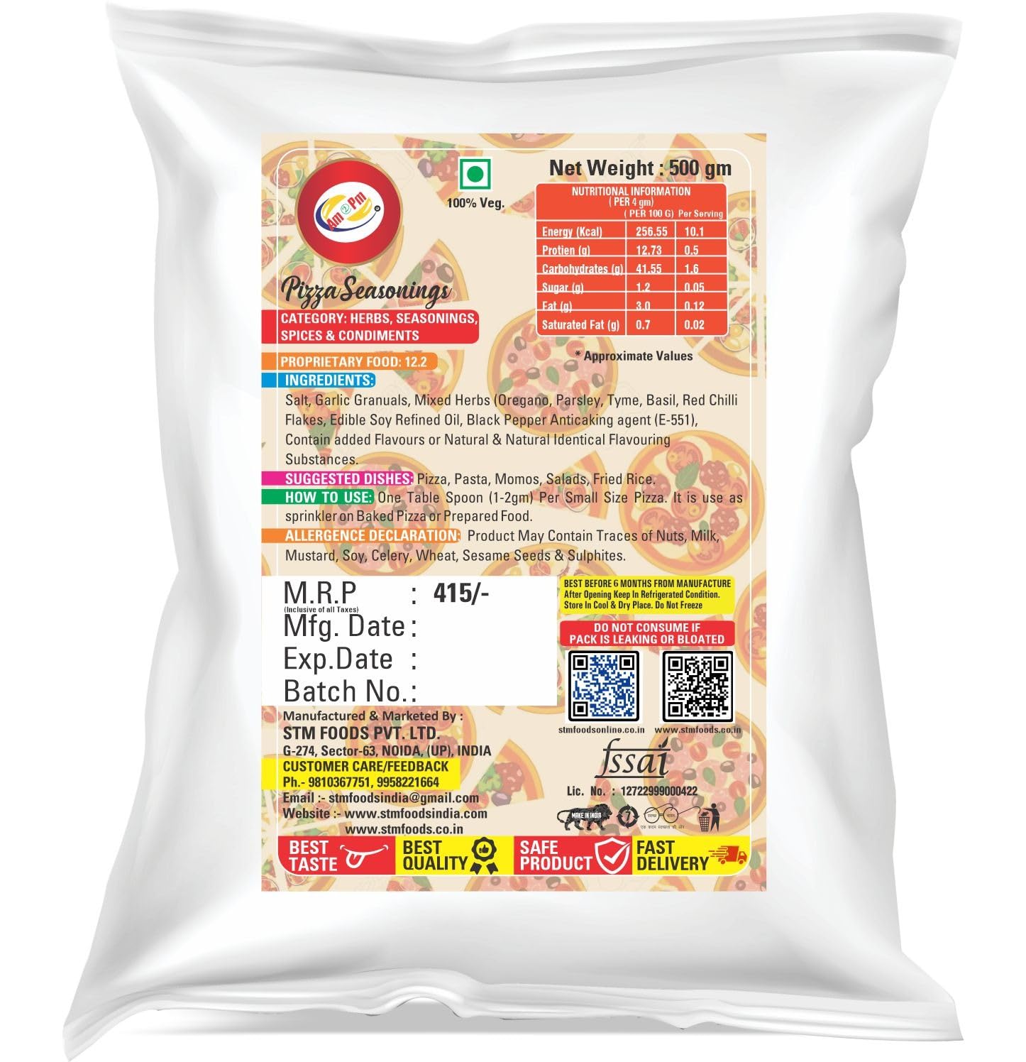 Am 2 Pm - Pizza Pasta Sauce 1 kg,Pizza Seasoning 500 gm,Cheese Blend 1Kg Ready to Eat Healthy Food Easy To Cook-Pack of -3 – view 7
