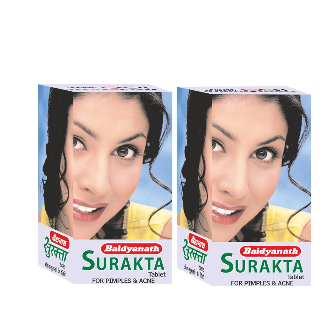 Two bottles of Baidyanath Surakta herbal tablets with neem