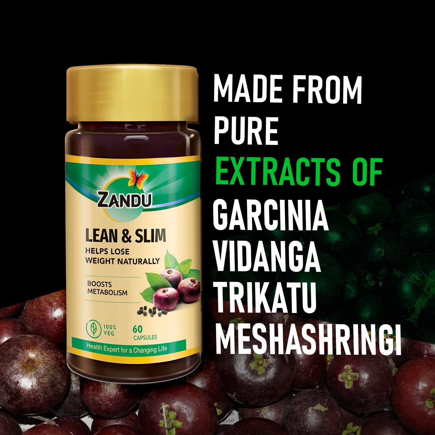 Zandu Lean & Slim Capsules Enriched with the Goodness of 6 Herbs to Help You in Weight Loss Journey, Acts as a Metabolism Booster And Supports Weight Management - (Pack of 60 Veg Capsules X 2) – view 2