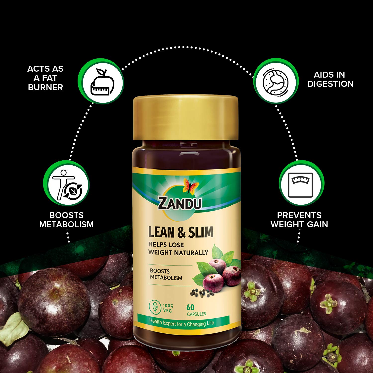 Zandu Lean & Slim Capsules Enriched with the Goodness of 6 Herbs to Help You in Weight Loss Journey, Acts as a Metabolism Booster And Supports Weight Management - (Pack of 60 Veg Capsules X 2) – view 3