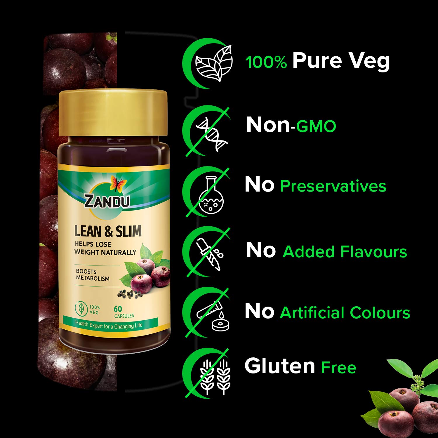 Zandu Lean & Slim Capsules Enriched with the Goodness of 6 Herbs to Help You in Weight Loss Journey, Acts as a Metabolism Booster And Supports Weight Management - (Pack of 60 Veg Capsules X 2) – view 4