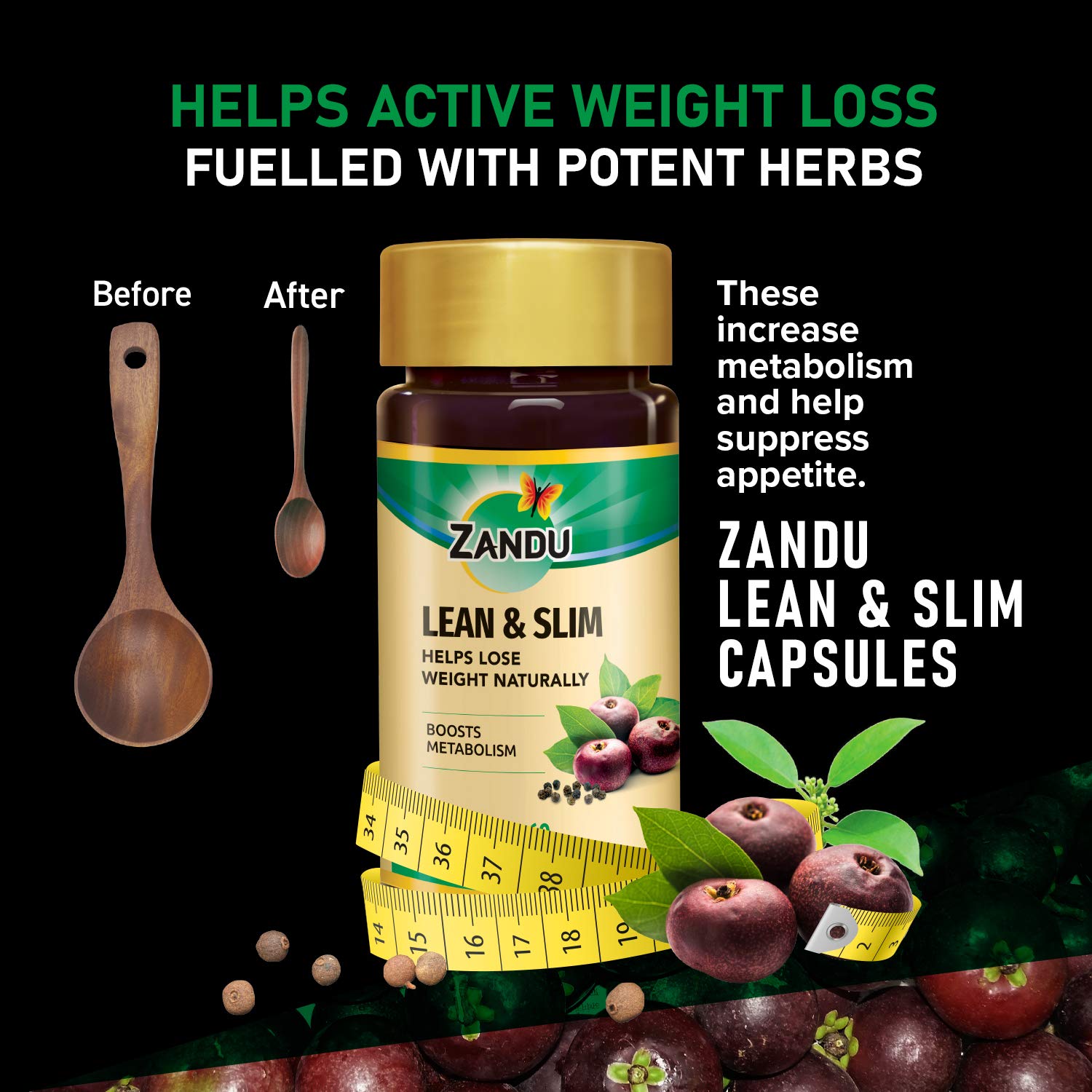 Zandu Lean & Slim Capsules Enriched with the Goodness of 6 Herbs to Help You in Weight Loss Journey, Acts as a Metabolism Booster And Supports Weight Management - (Pack of 60 Veg Capsules X 2) – view 5