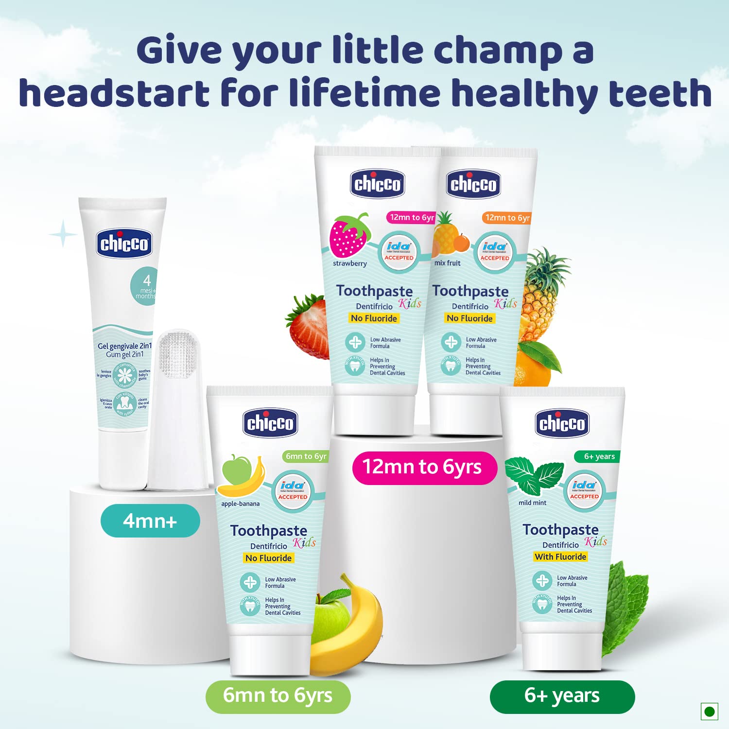 Chicco Toothpaste for Kids, Best for Baby (6m-6y), Apple-Banana Flavour, 50g – view 5