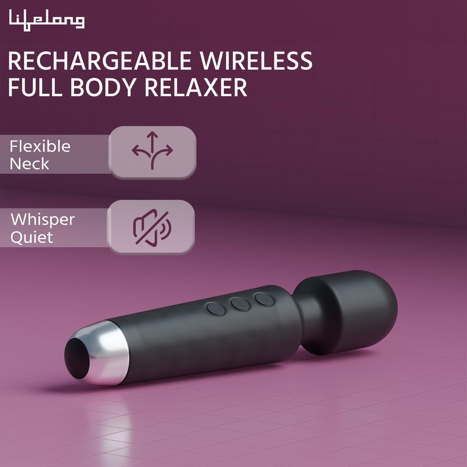 Lifelong Rechargeable Wireless Body Massager Machine with 20 Vibration Modes, 8 Speeds and Water Resistant – view 2