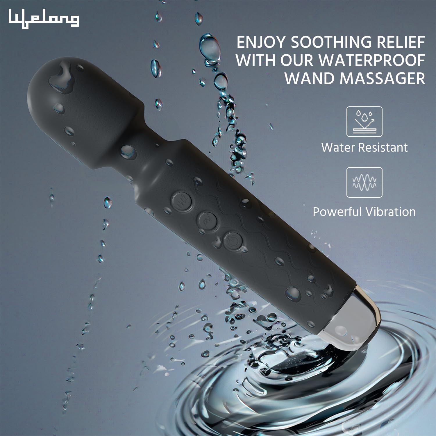 Lifelong Rechargeable Wireless Body Massager Machine with 20 Vibration Modes, 8 Speeds and Water Resistant – view 5