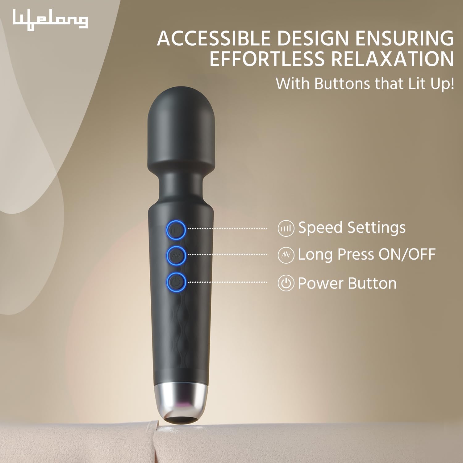Lifelong Rechargeable Wireless Body Massager Machine with 20 Vibration Modes, 8 Speeds and Water Resistant – view 6
