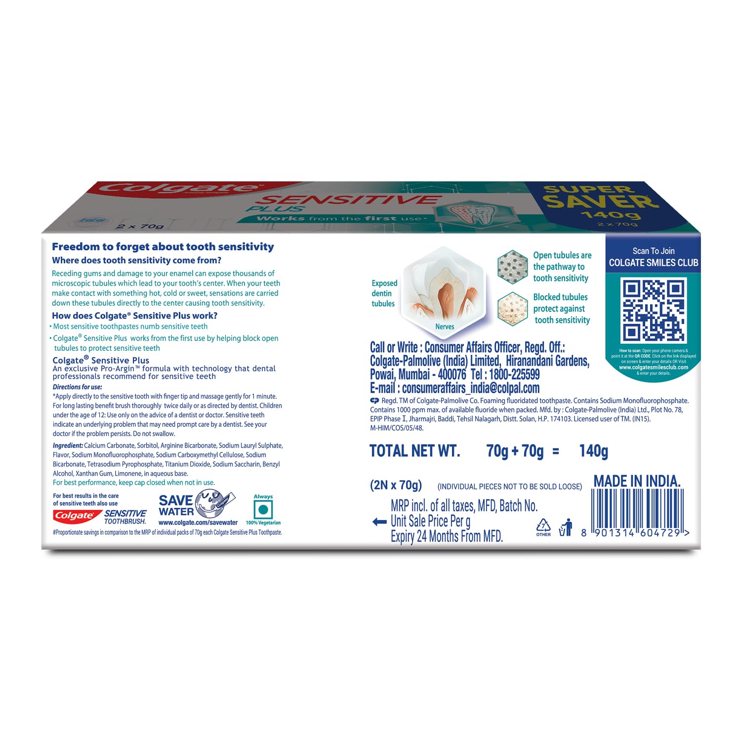 Colgate Sensitive Plus Toothpaste, With Pro Argin Formula for Sensitivity Relief, 140gm – view 7