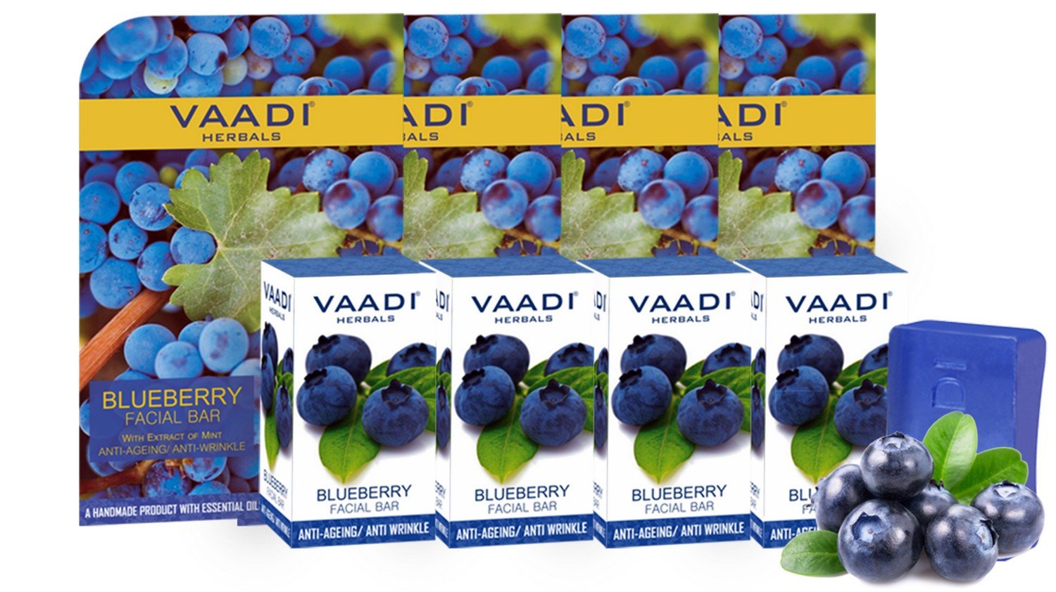 Vaadi Herbals Value Blueberry Facial Bars with Extract of Mint, 25gm x 4 – view 2