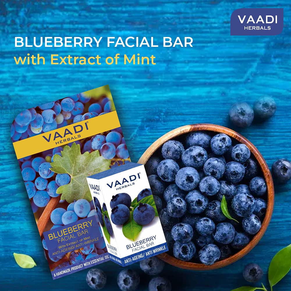 Vaadi Herbals Value Blueberry Facial Bars with Extract of Mint, 25gm x 4 – view 3