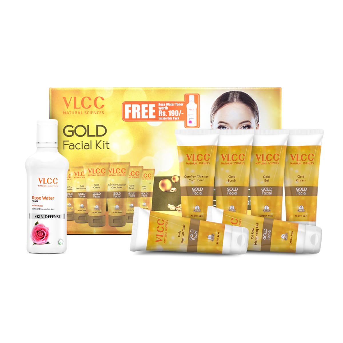 VLCC Gold Facial Kit with FREE Rose Water Toner - 300g + 100ml – view 2