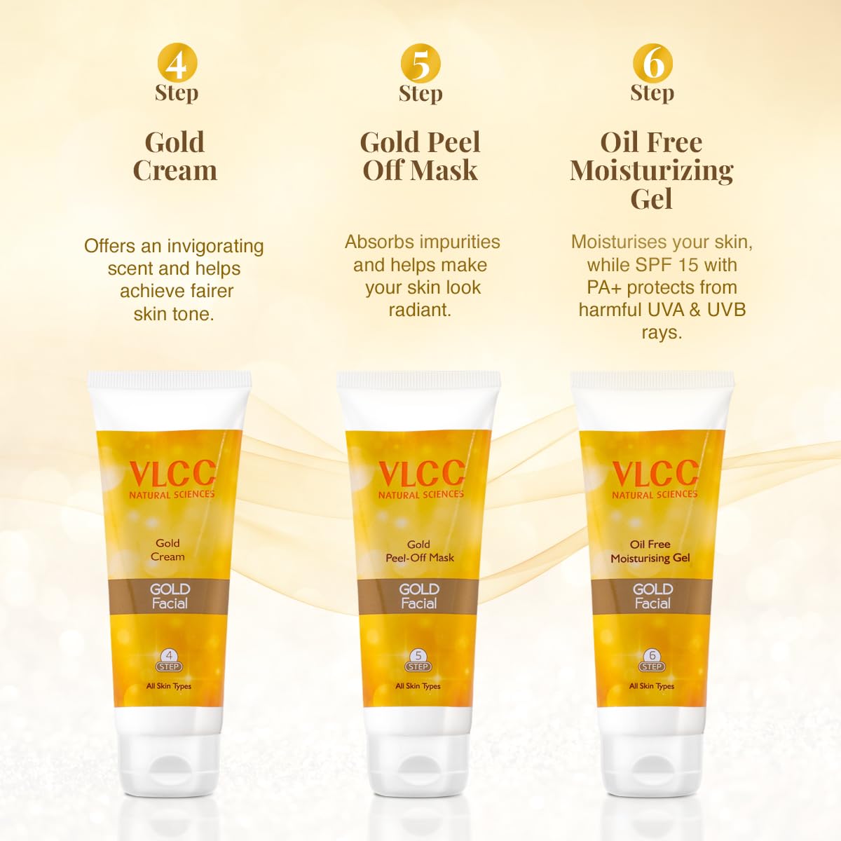 VLCC Gold Facial Kit with FREE Rose Water Toner - 300g + 100ml – view 6