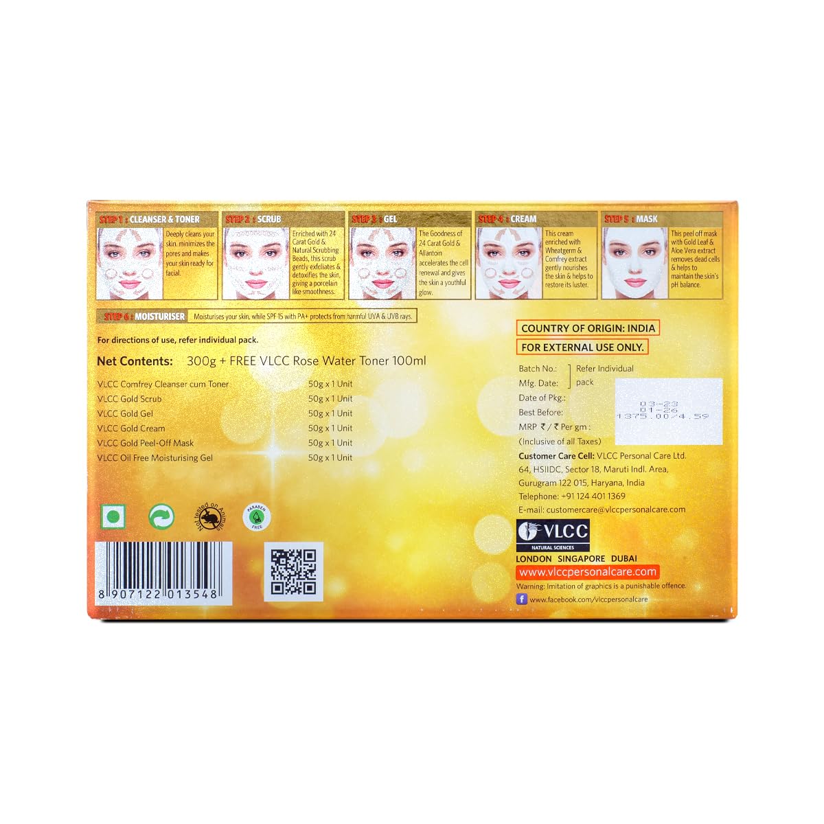 VLCC Gold Facial Kit with FREE Rose Water Toner - 300g + 100ml – view 9
