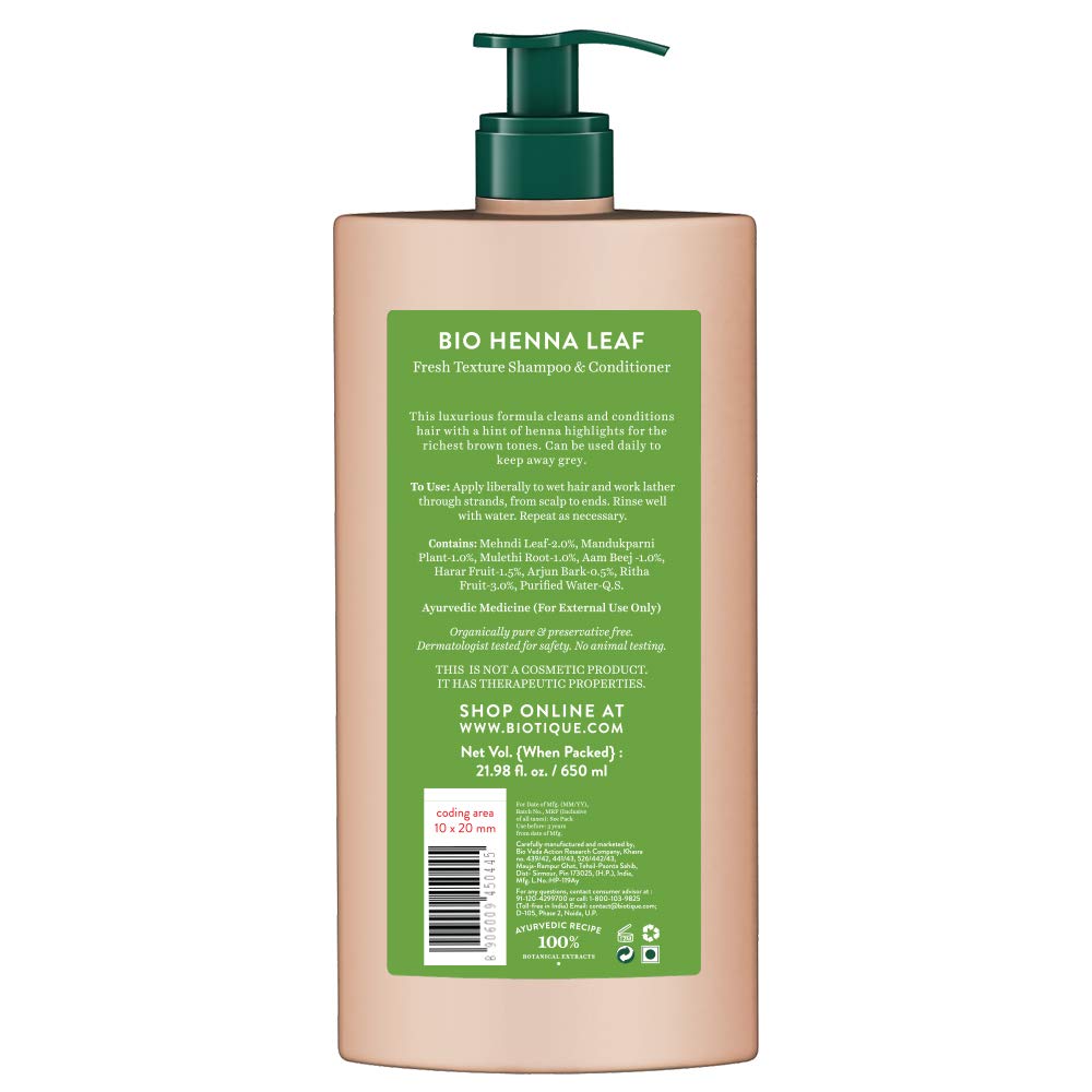 Biotique Bio Henna Leaf Fresh Texture Shampoo and Conditioner, 650ml – view 2
