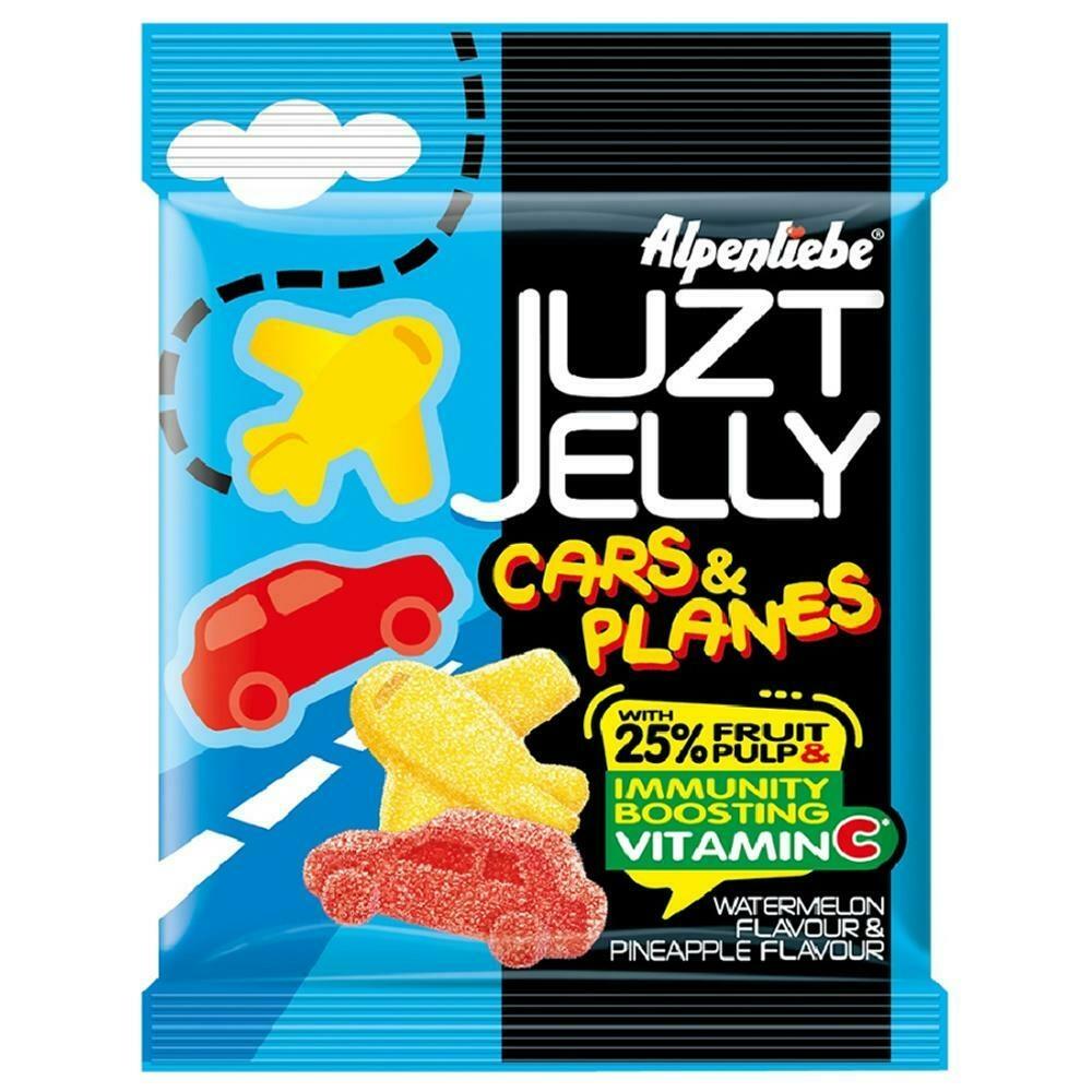 Multicolor Alpenliebe jelly candy pouch with car and plane shapes