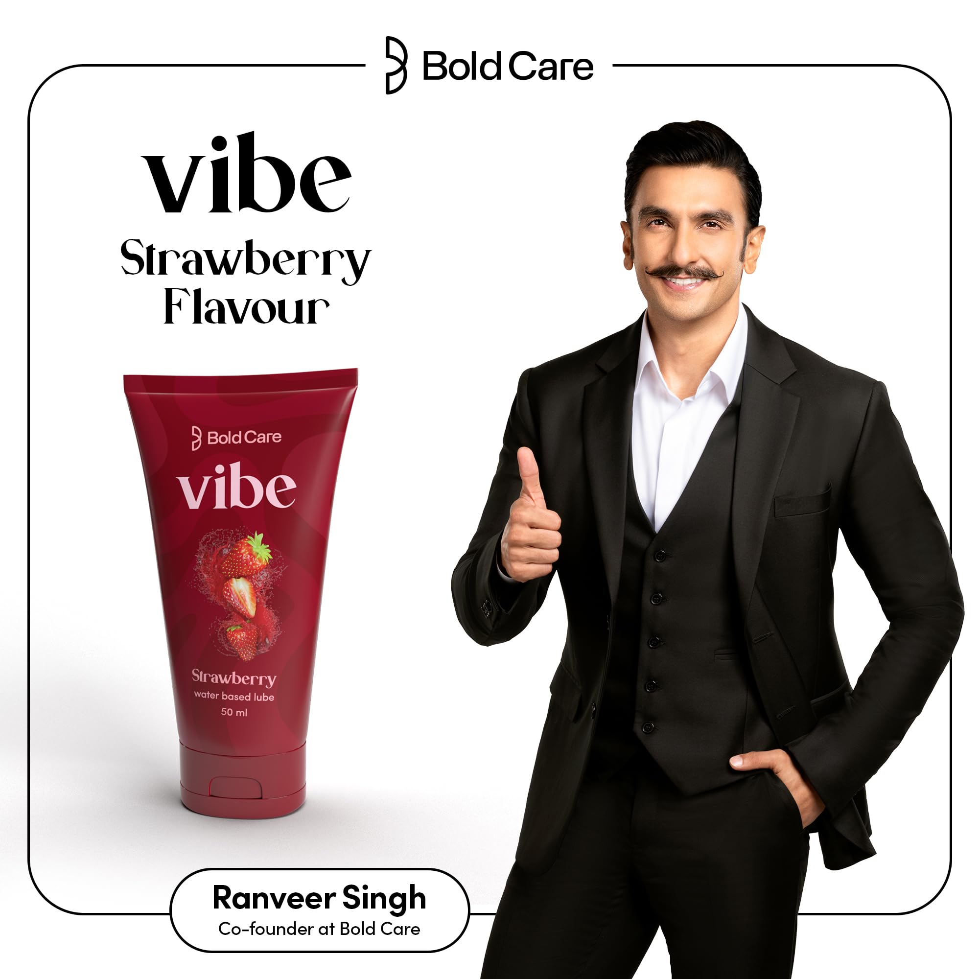 Bold Care Vibe Strawberry - Personal Lubricant for Men and Women - Premium Strawberry Flavour - Water Based Lube - Skin Friendly, Silicone and Paraben Free - No Side Effects - 50 ml – view 2