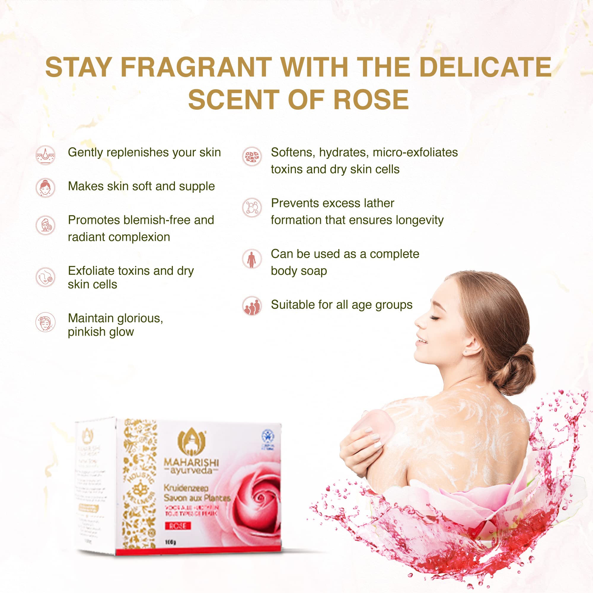 Maharishi Ayurveda Rose Herbal Soap – view 2
