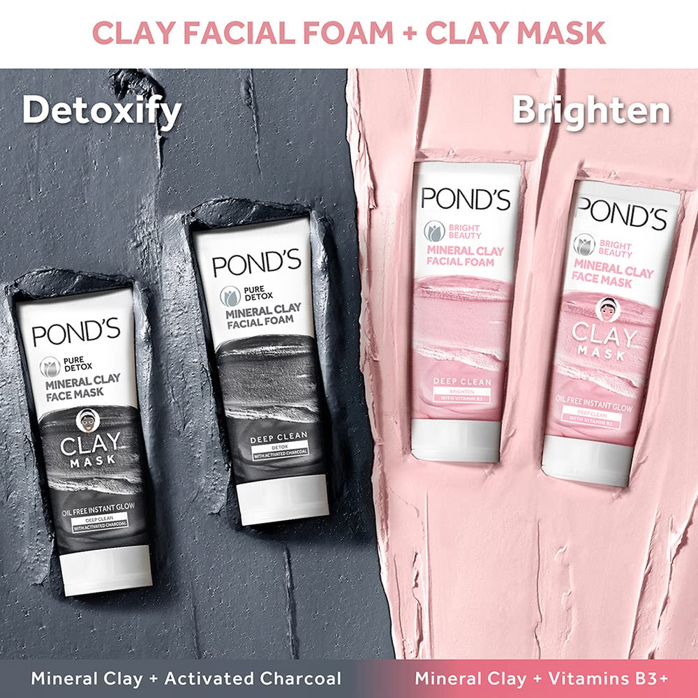 POND'S Pure Detox Mineral Clay Activated Charcoal, 4X Oil Absorbing, Detoxifying, Clay Mask For Oil Free Instant Glow, Face Mask 90 g – view 7