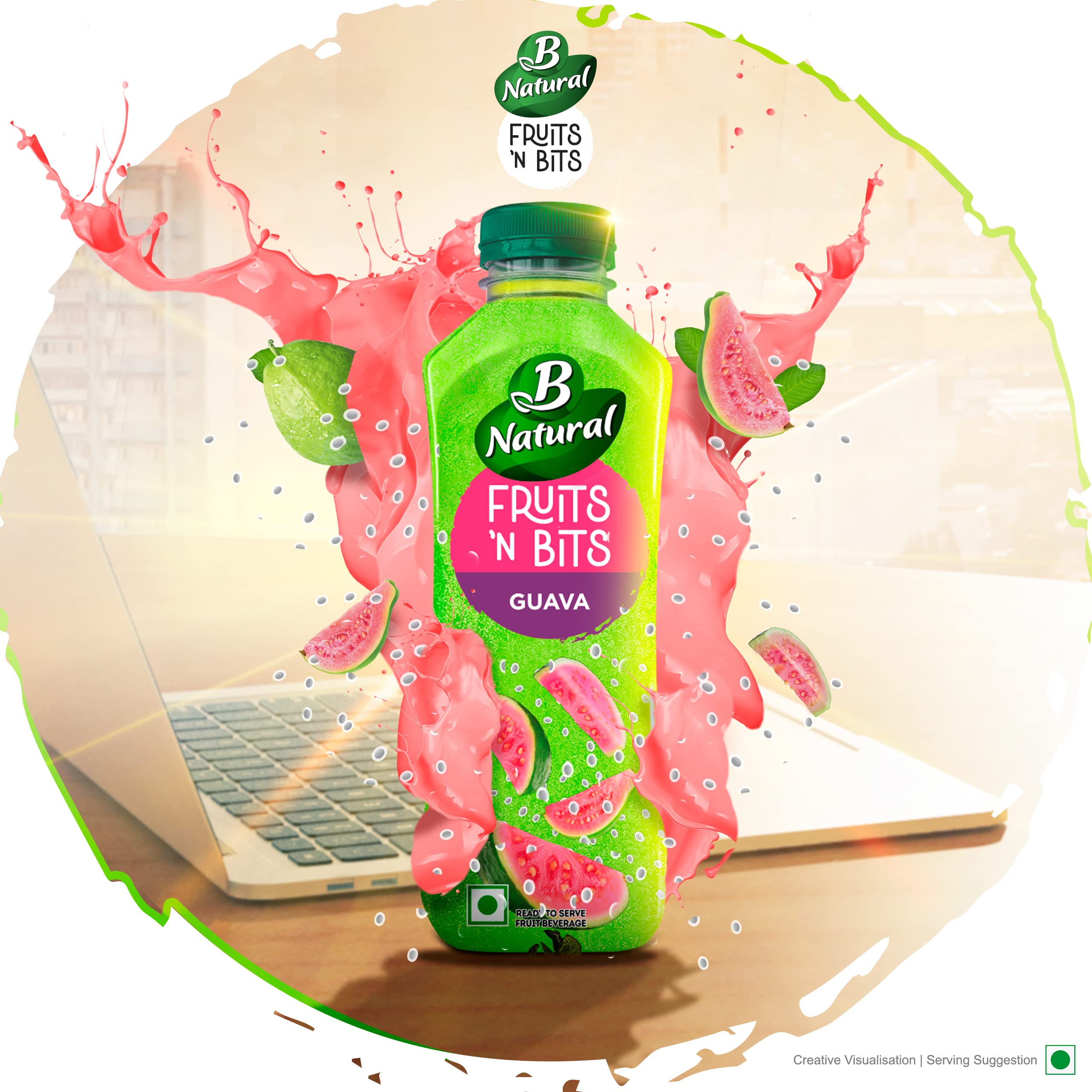 B Natural Fruits N Bits Guava, Infused with Real Chia Seeds, 300ml, 100% Indian Fruit, 0% Concentrate, Goodness of Fiber, No Added Preservatives – view 3