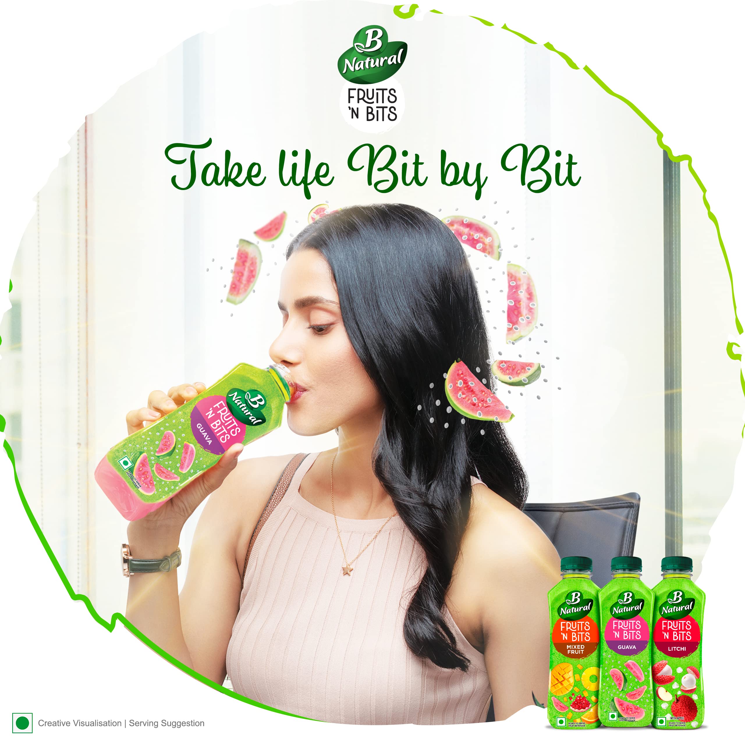 B Natural Fruits N Bits Guava, Infused with Real Chia Seeds, 300ml, 100% Indian Fruit, 0% Concentrate, Goodness of Fiber, No Added Preservatives – view 4
