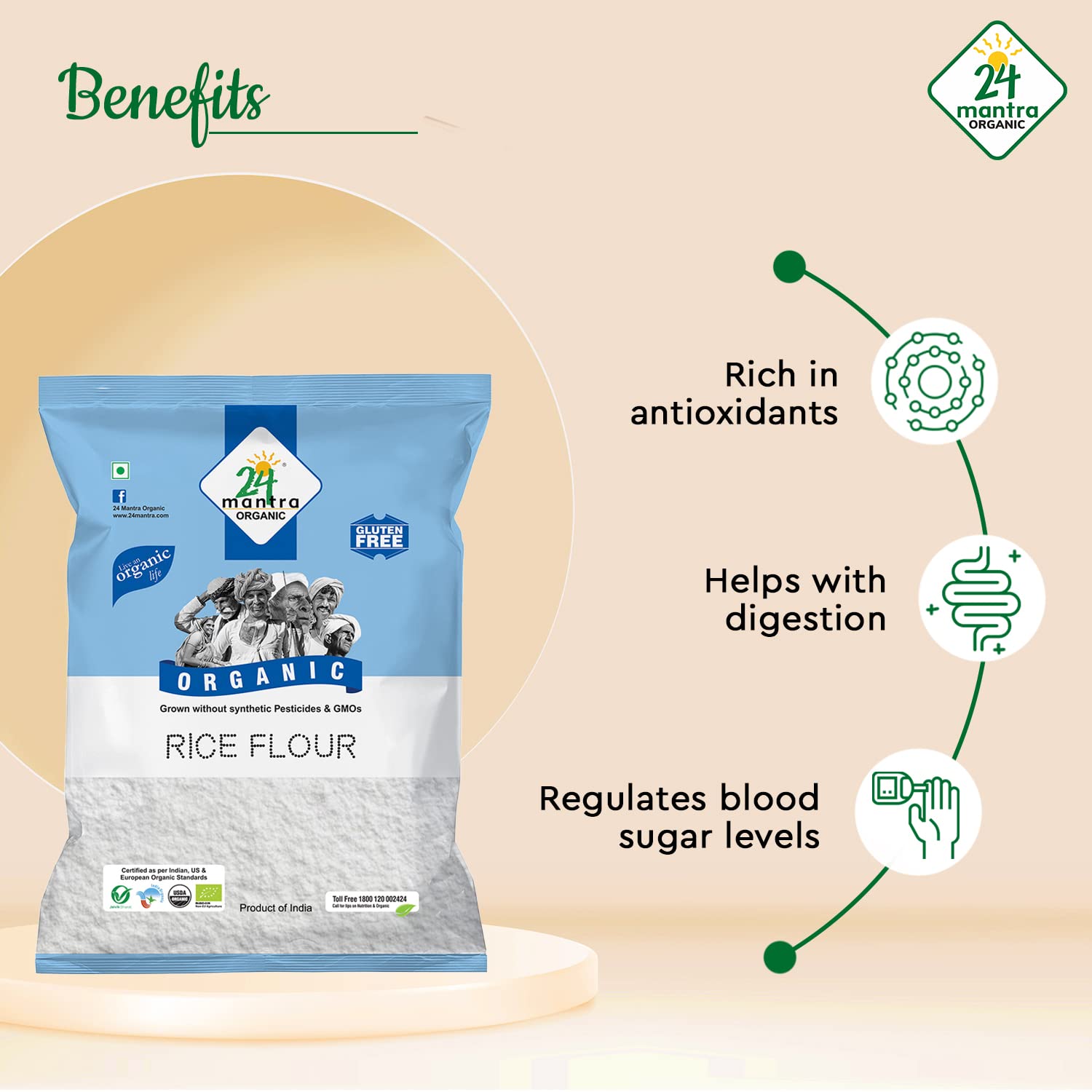 24 Mantra Organic Rice Flour/Chawal Atta - 500gms, Pack of 1, Organic – view 5