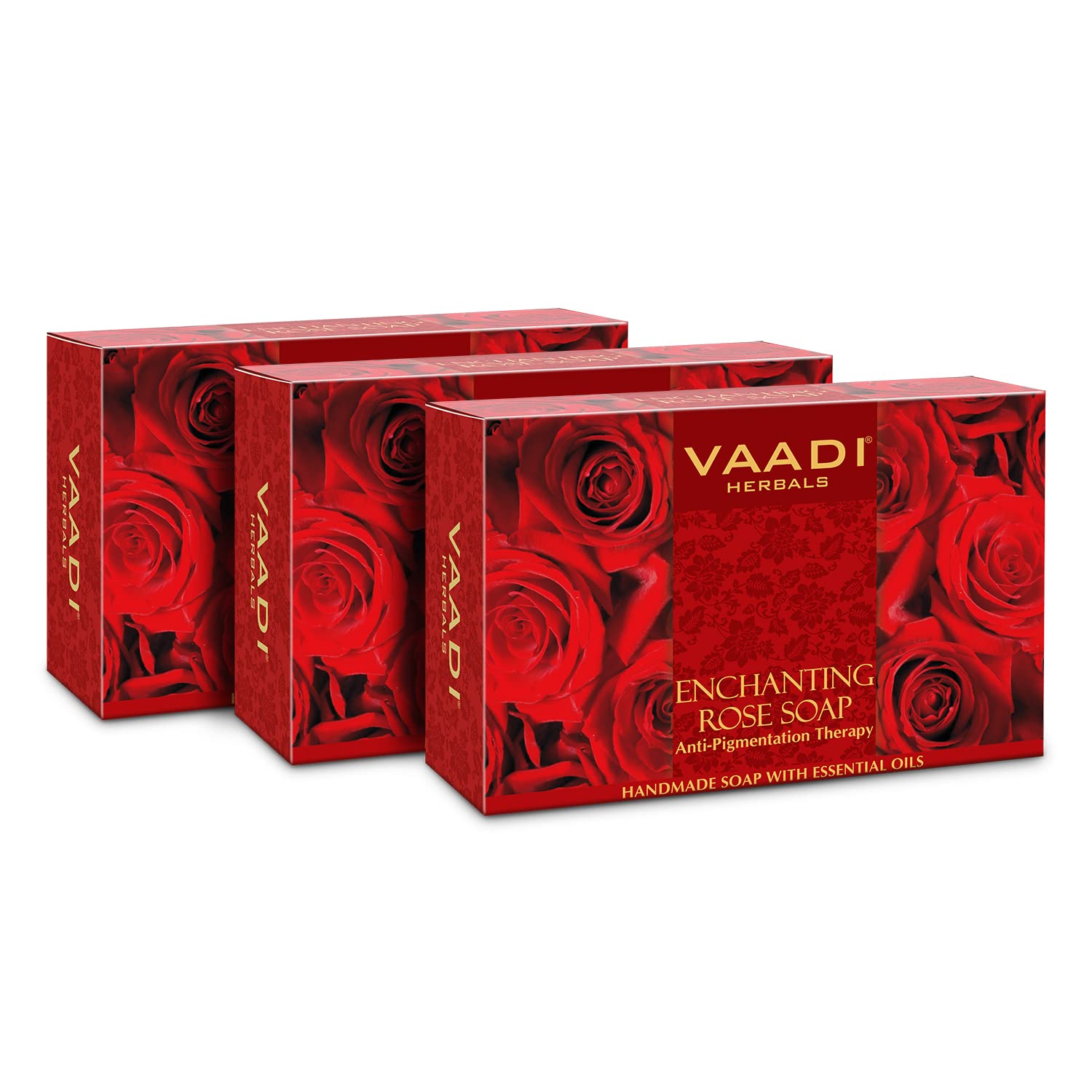 Vaadi Herbals Enchanting Rose Soap pack of three bars