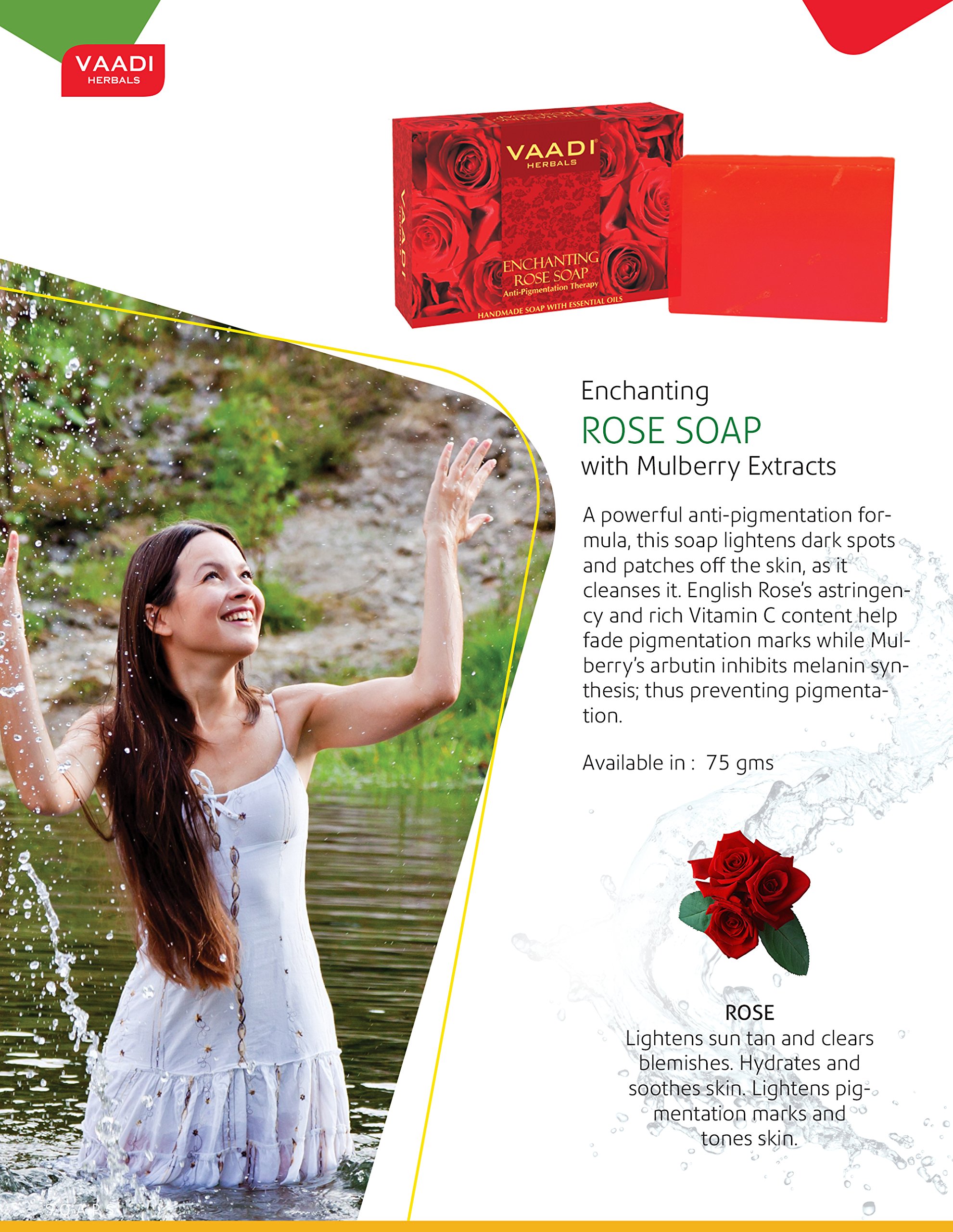 Vaadi Herbals Enchanting Rose Soap with Mulberry Extract, 75gx3 – view 5