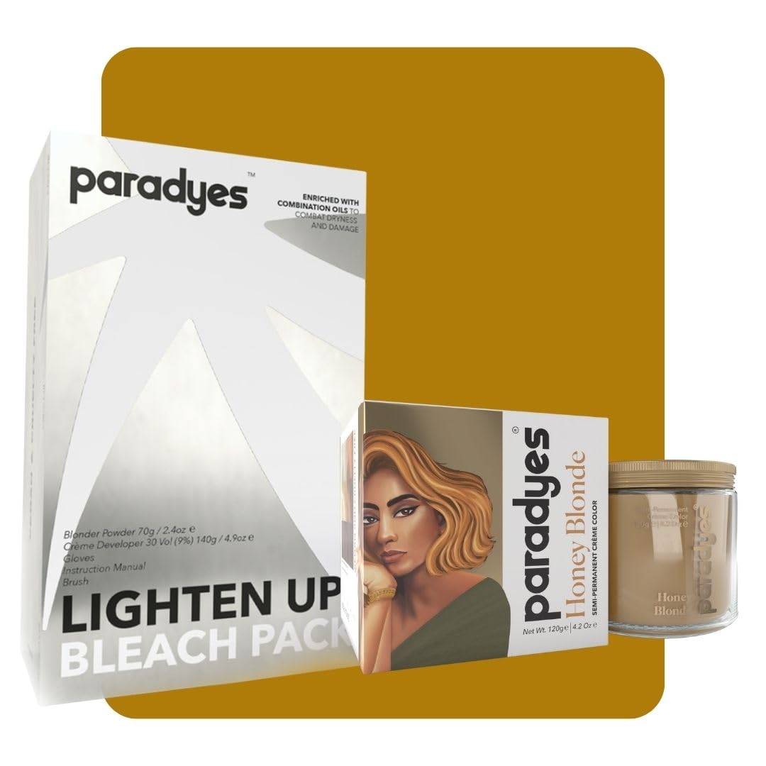 Paradyes semi-permanent Honey Blonde color and 30 Vol bleach kit