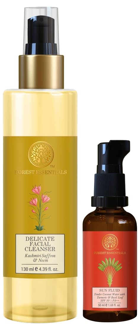 Forest Essentials SPF 50 sun fluid with facial cleanser combo