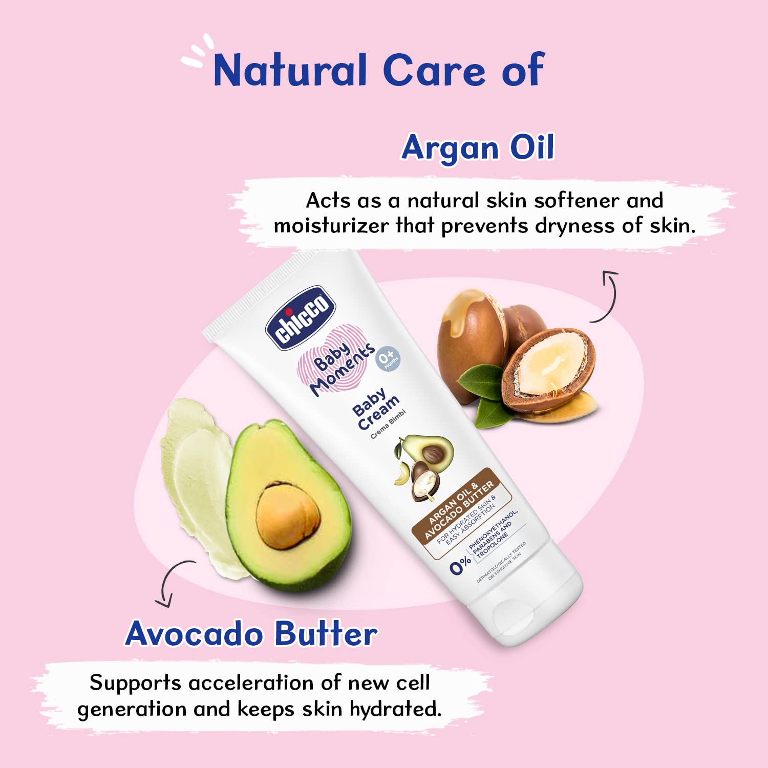Chicco Baby Moments Baby Cream for Babies with Argan Oil & Avocado Butter, 50g – view 5