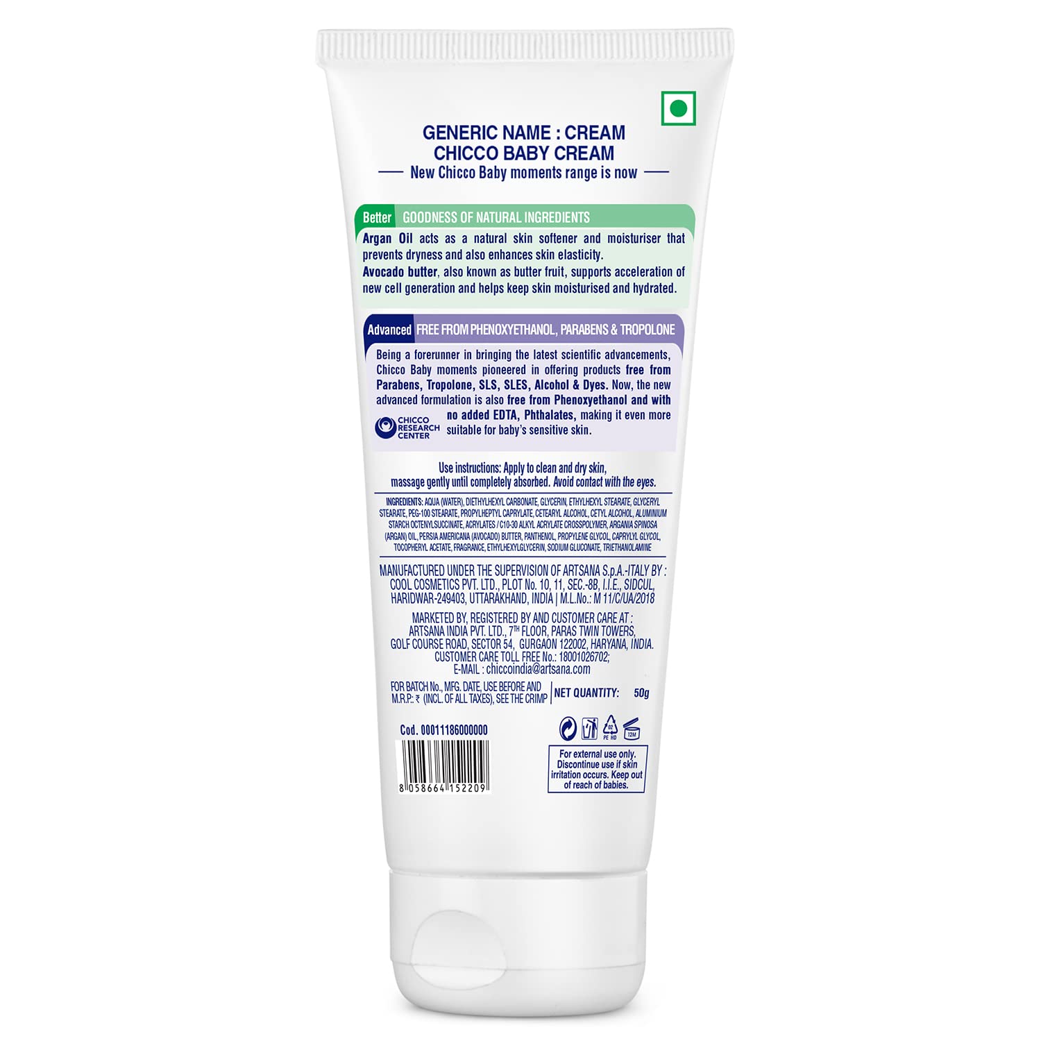 Chicco Baby Moments Baby Cream for Babies with Argan Oil & Avocado Butter, 50g – view 9