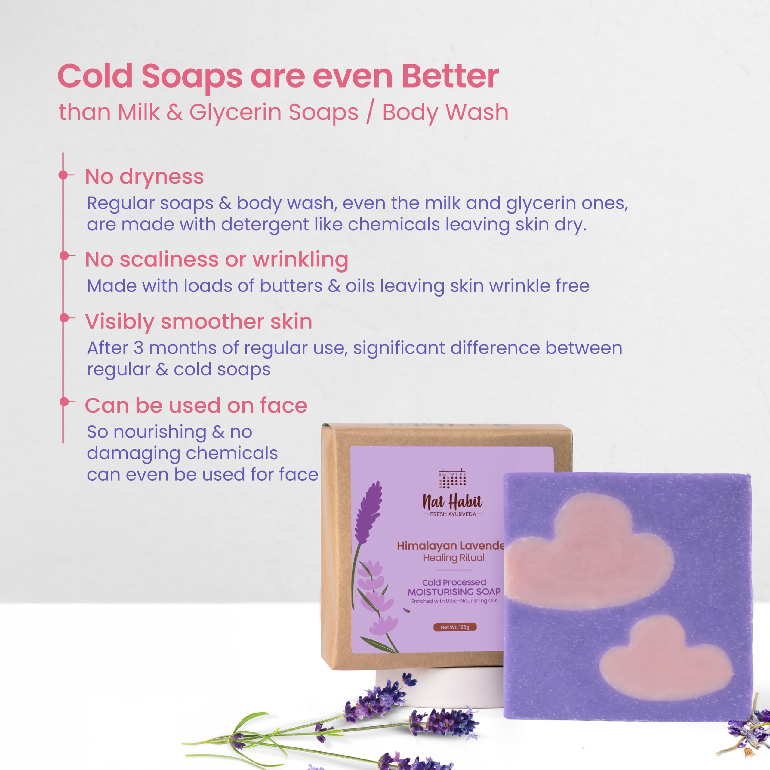 Nat Habit Moisturising Soap, Cold Processed Himalayan Lavender For Gentle, Non-Drying & Soft Skin, Pack of 2 X 125g – view 8