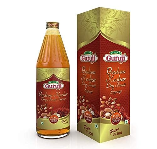 Jai Guruji Badam Kesar Dry Fruit Syrup Sharbat, Instant Refreshing Drink For Summer (Mix with milk Only) 